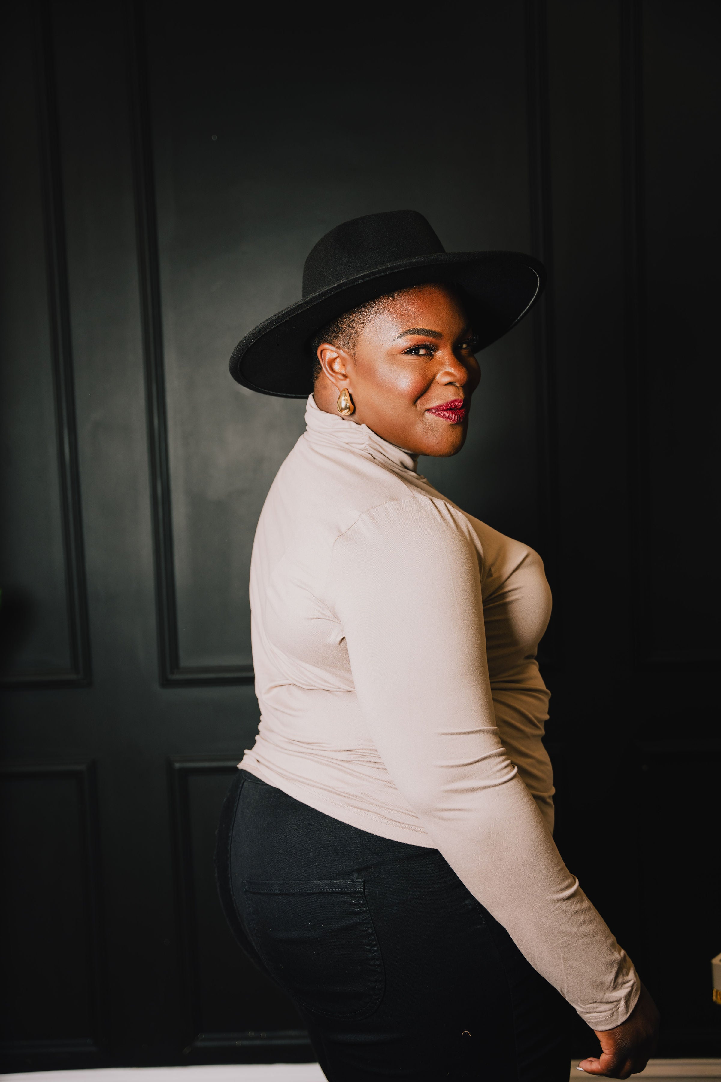 Mocha Kara Mock Neck | 1X - 3X