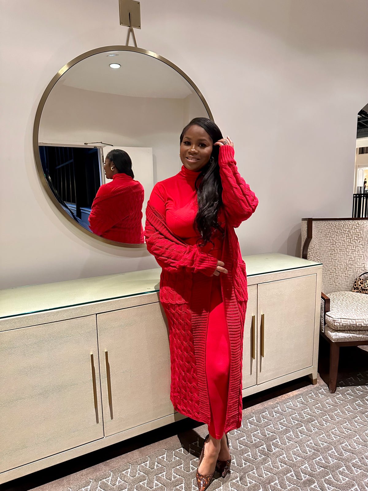 Ruby Red Long Sleeve Matching Set | Small-3X