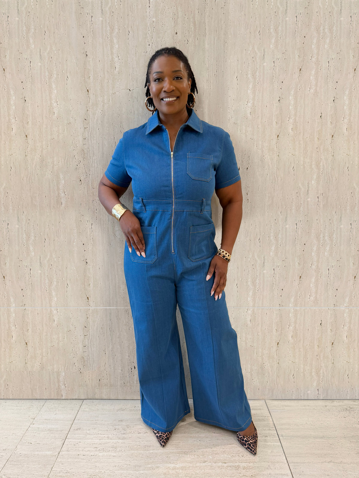 Denim Wide Leg Jumpsuit