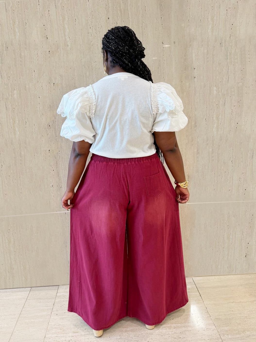 Wine Wide-Leg Denim