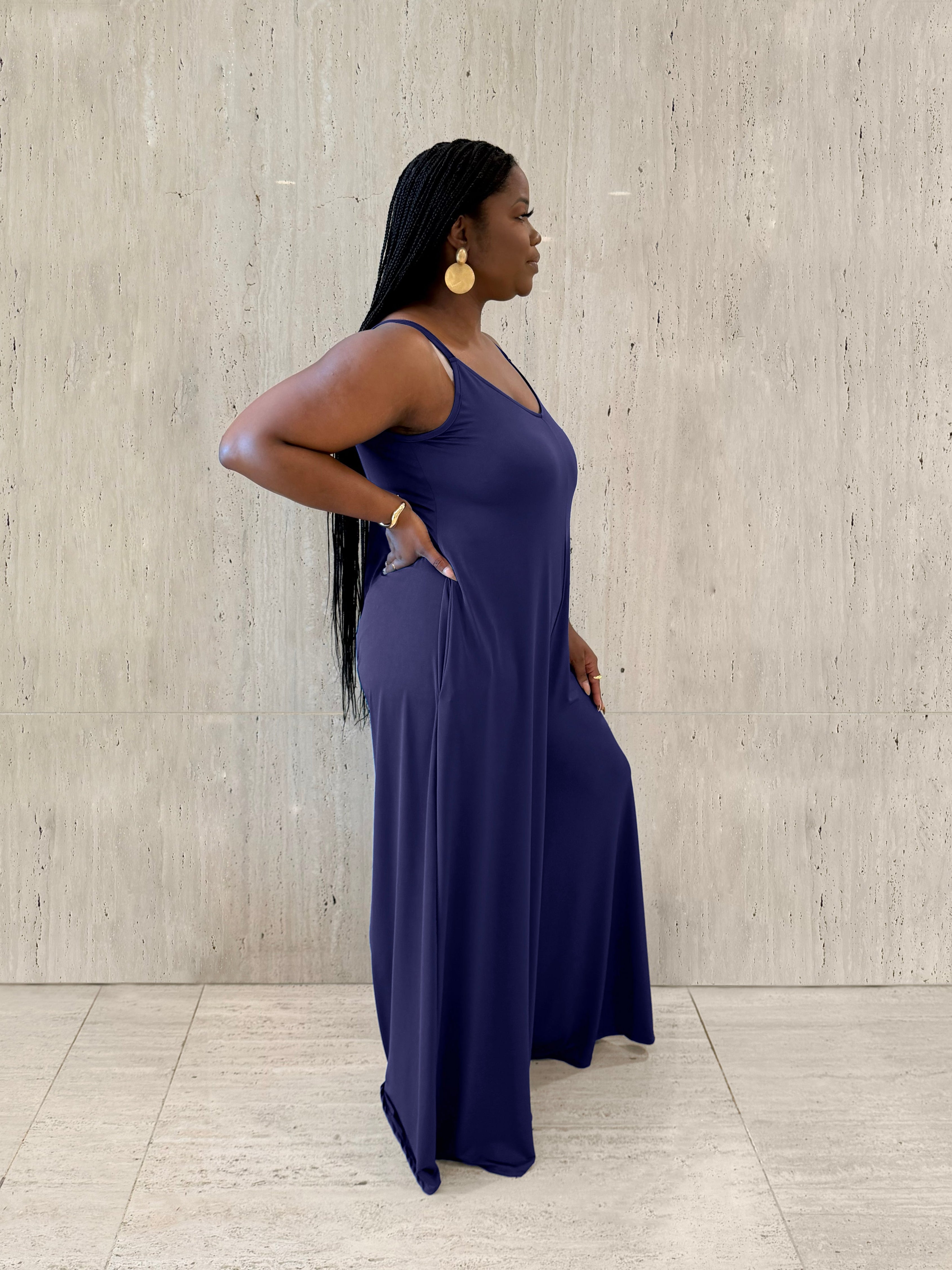 Navy Wide Leg Jumpsuit