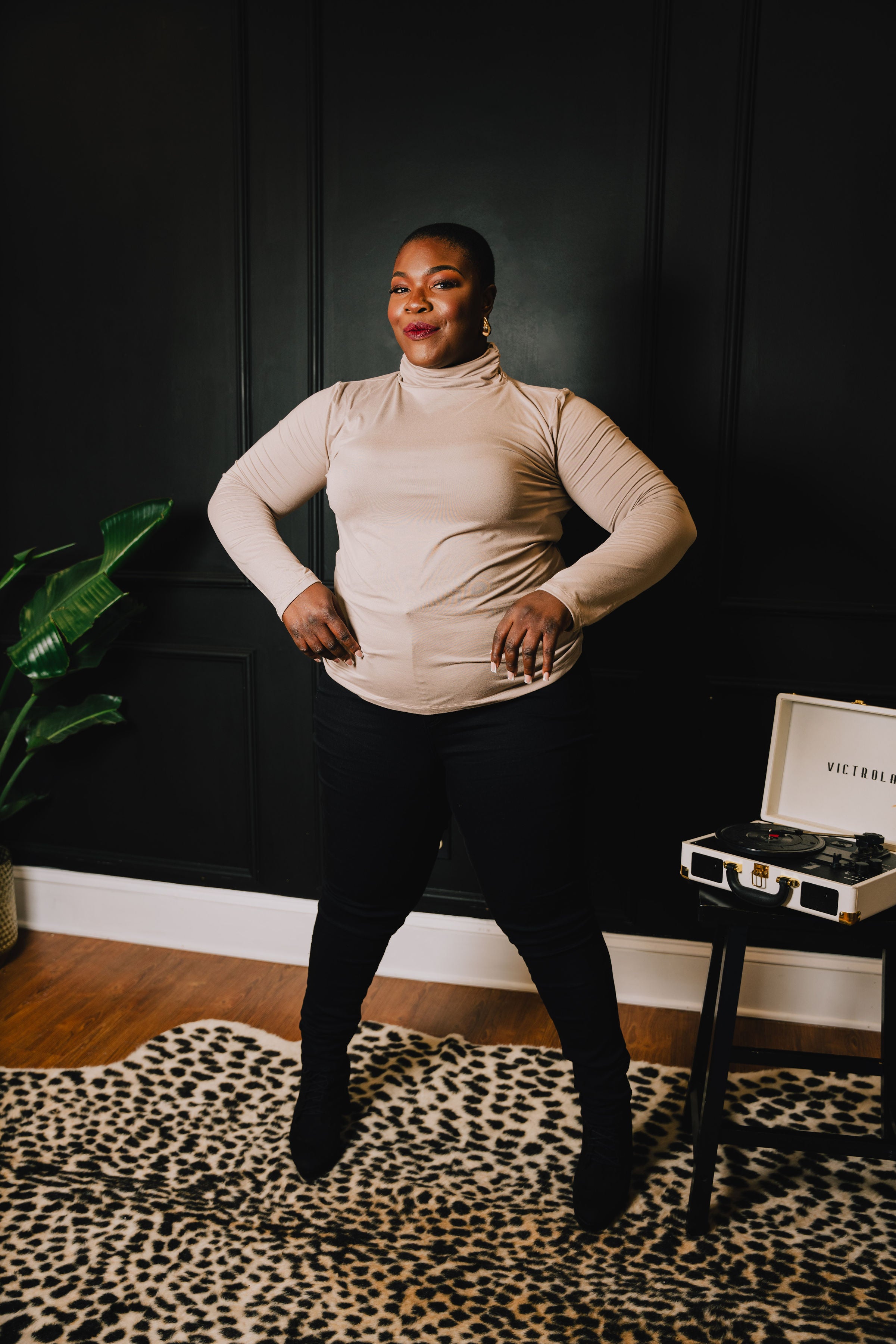 Mocha Kara Mock Neck | 1X - 3X