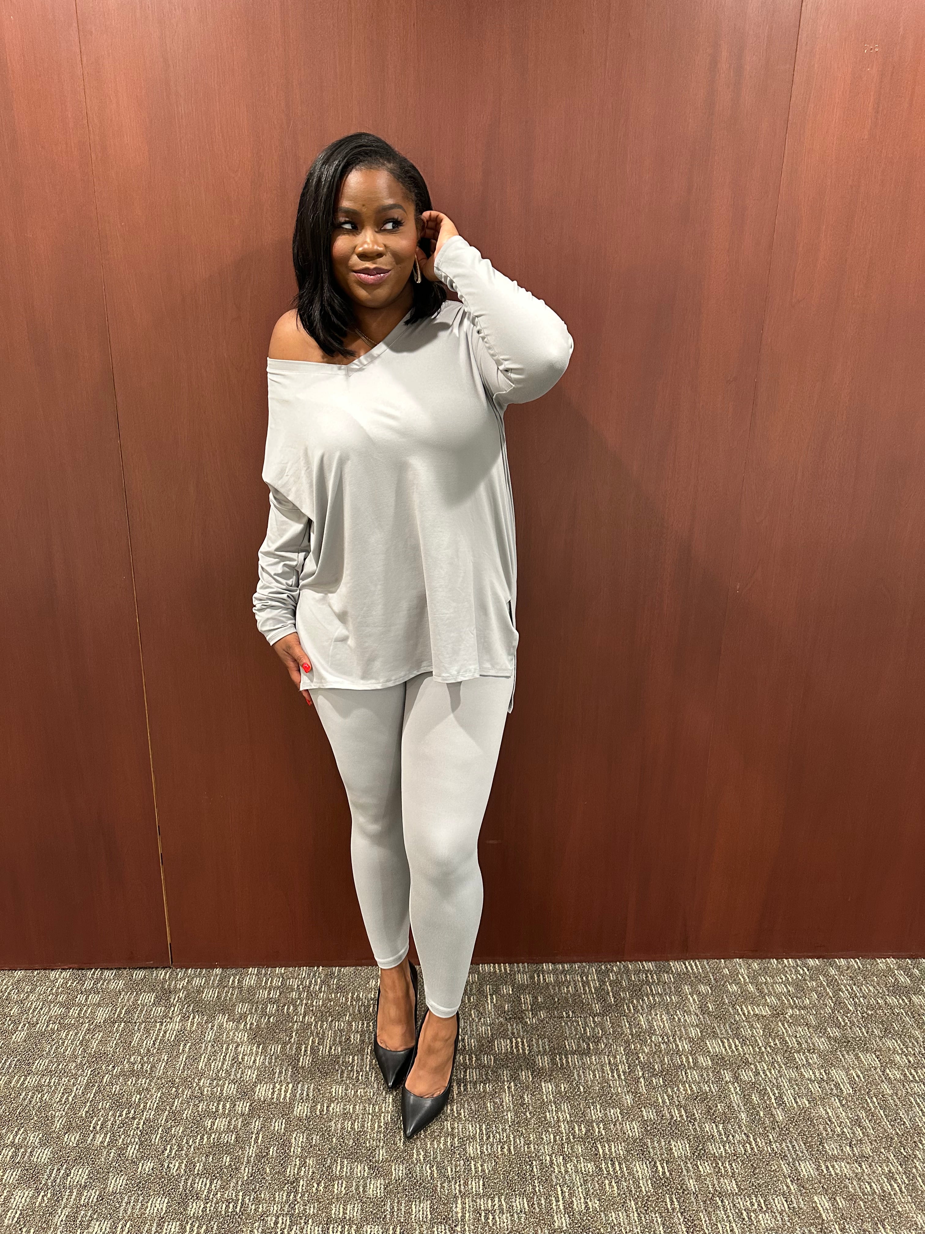 LIGHT GRAY Relaxed Fit Matching Set | Small-3X