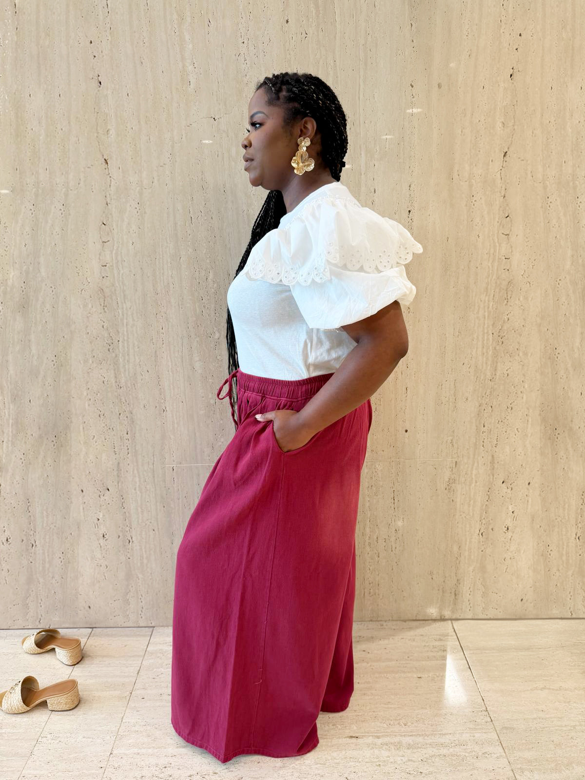 Wine Wide-Leg Denim