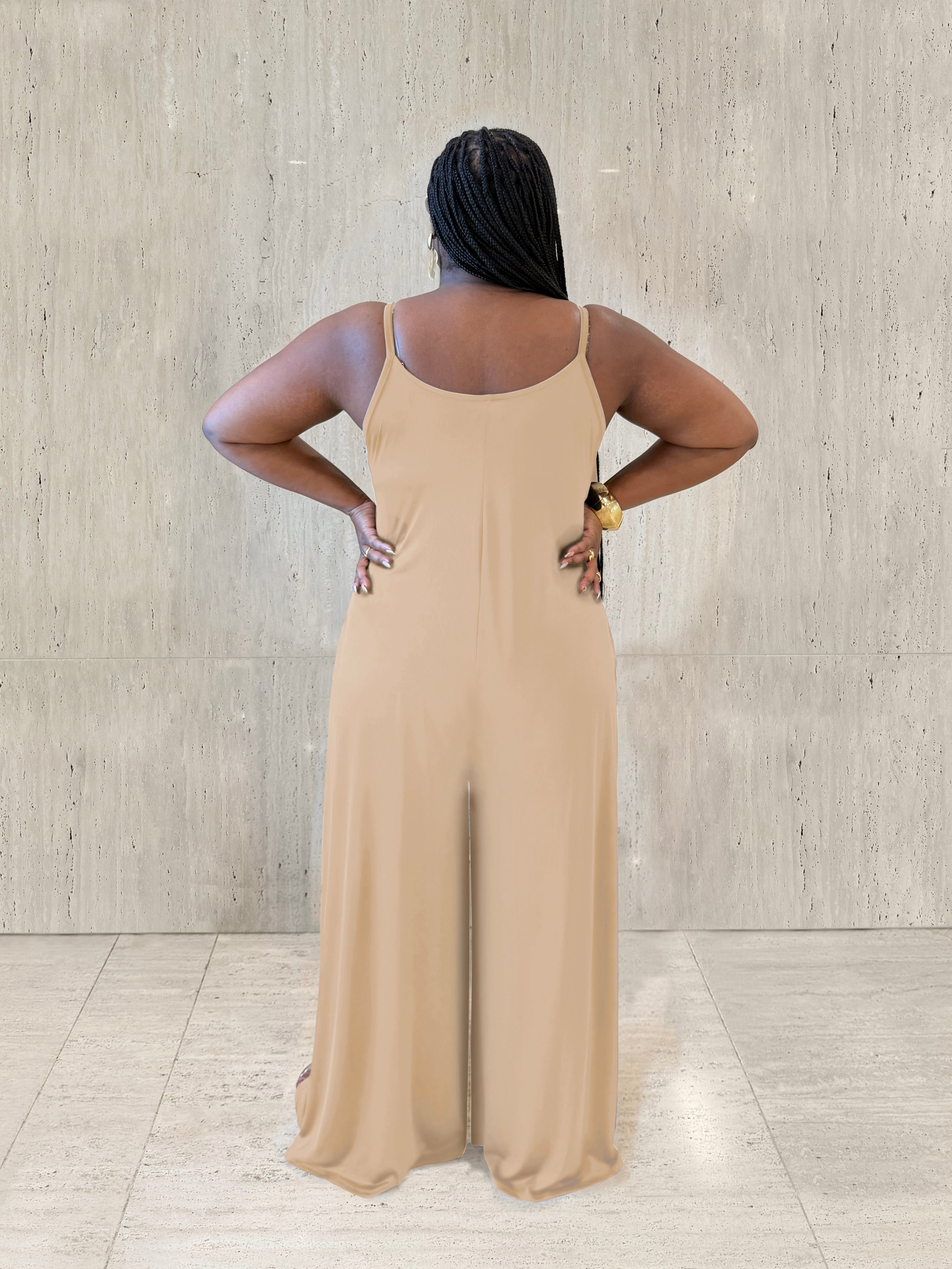 Light Mocha Wide Leg Jumpsuit
