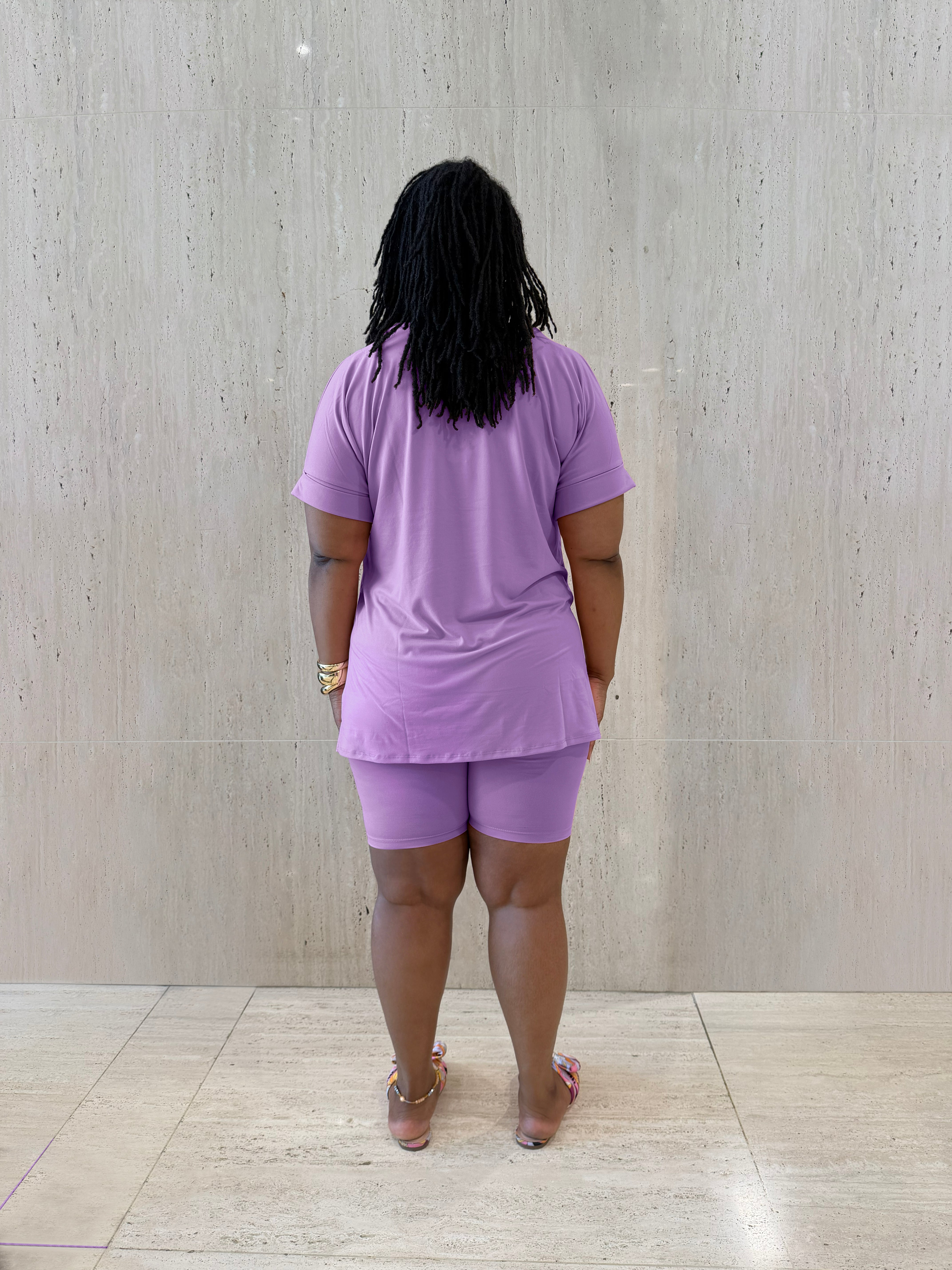 Lavender Biker Short Set