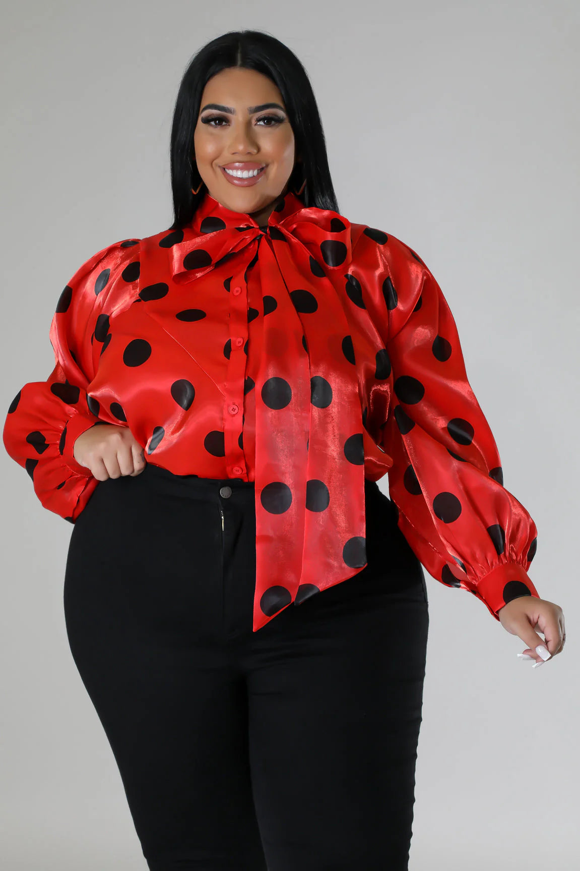 Red & Black Polka Dot Blouse