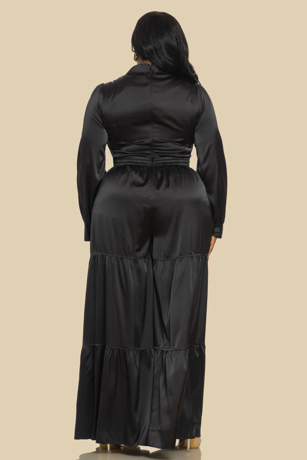Black Wide-Leg Tiered Jumpsuit