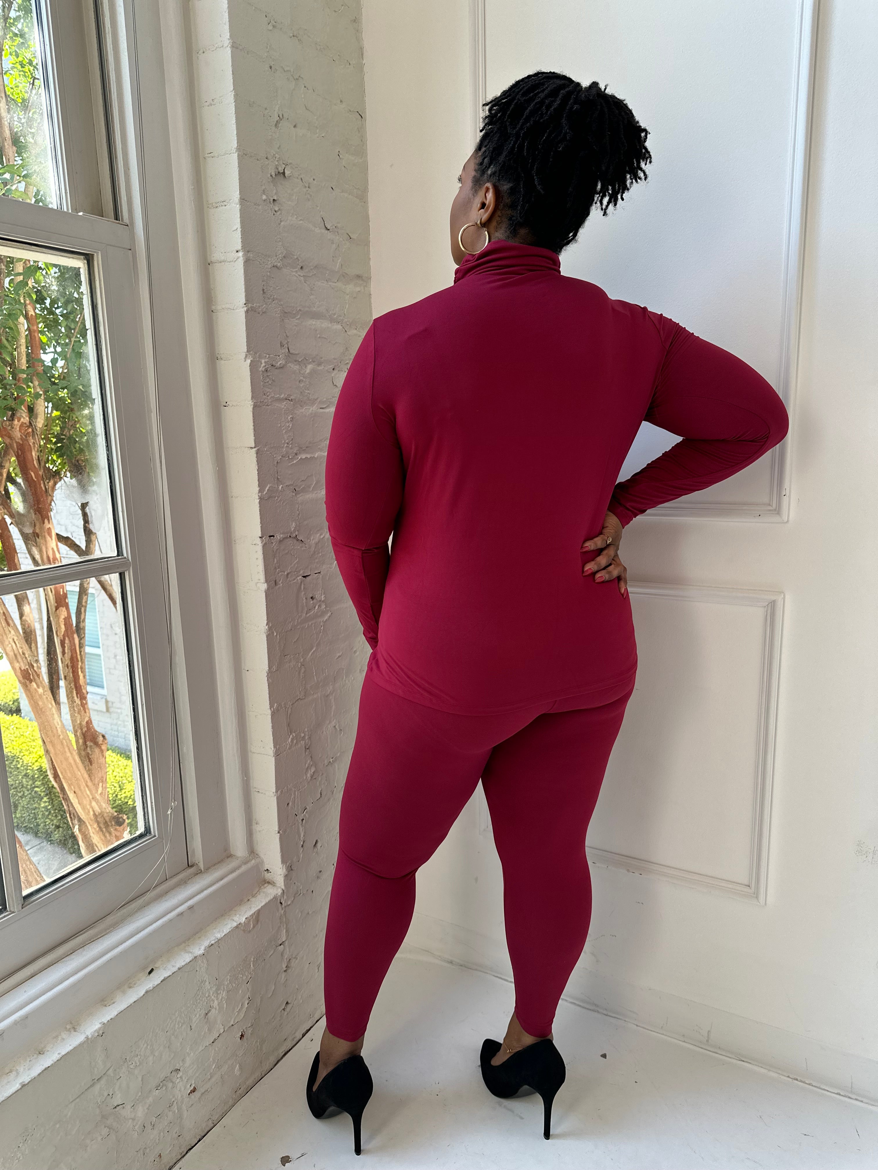 BURGUNDY Long Sleeve Matching Set | Small-3X