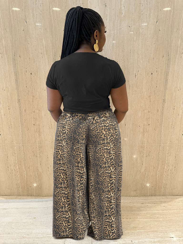 Leopard Wide-Leg Denim