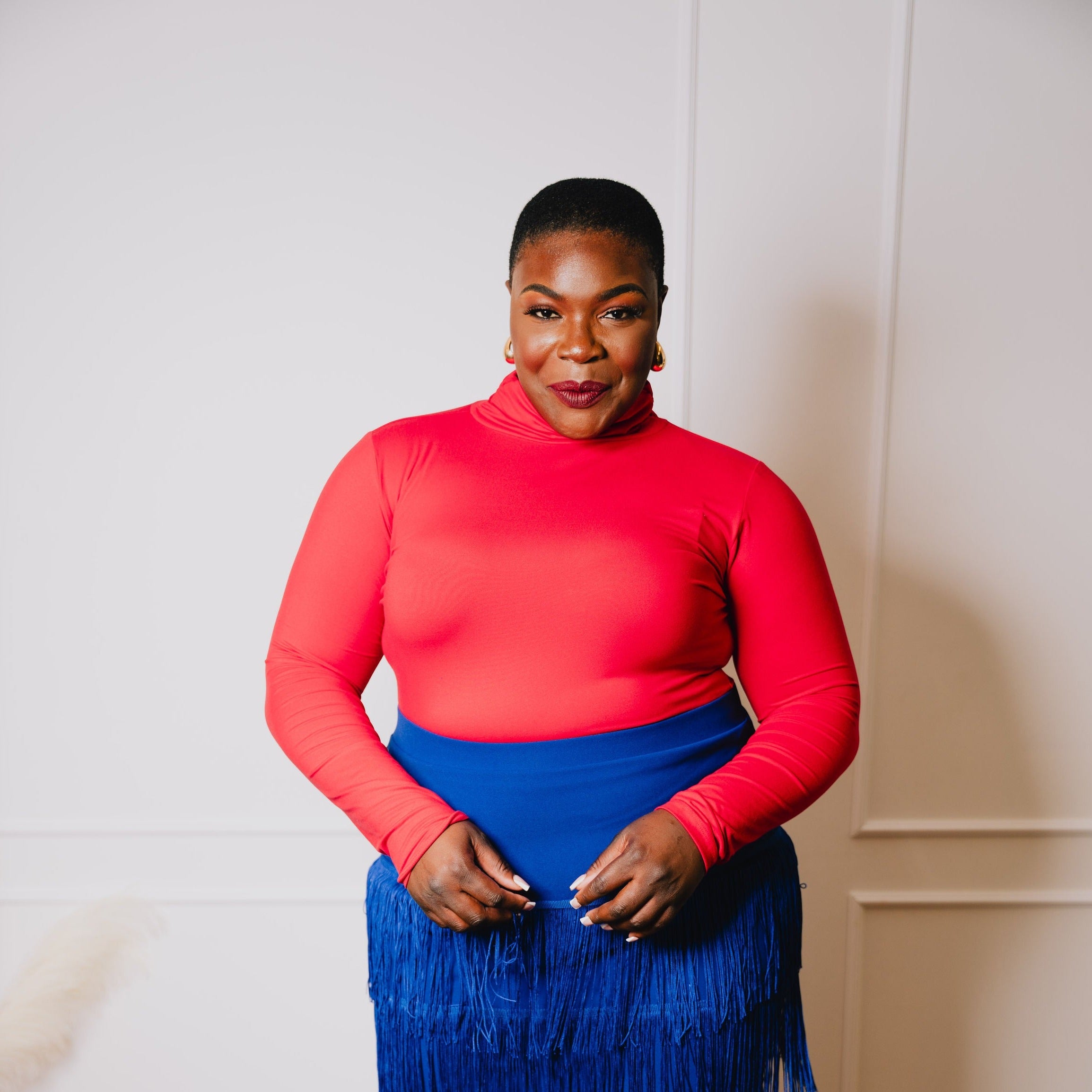 Red Kara Mock Neck | 1X - 3X