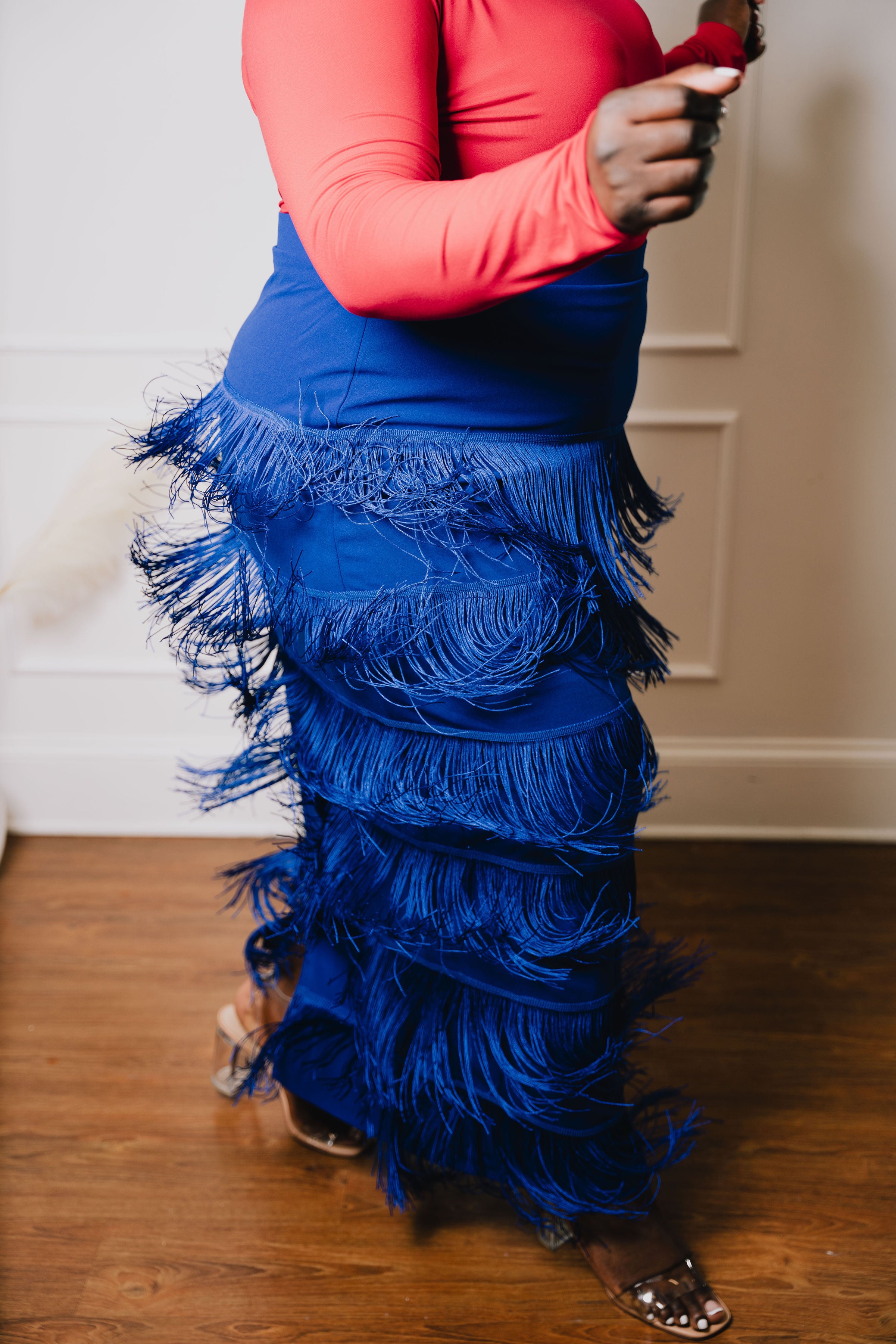 Blue Fringe Skirt | 1X - 3X