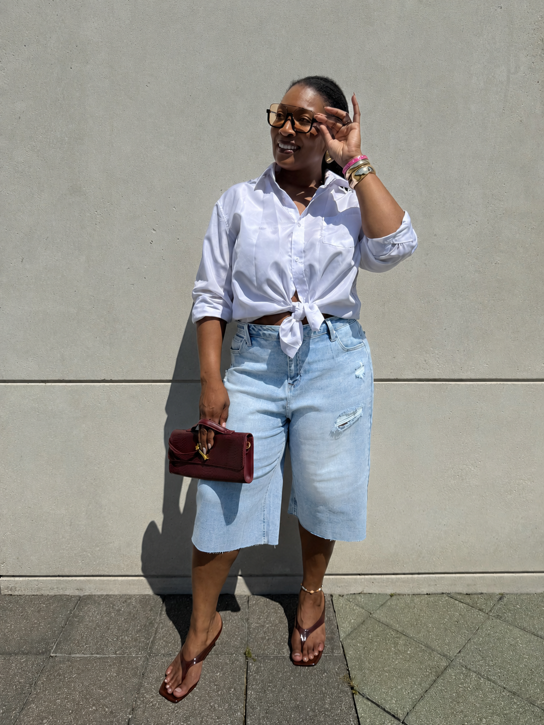 Light Wash Denim Jorts