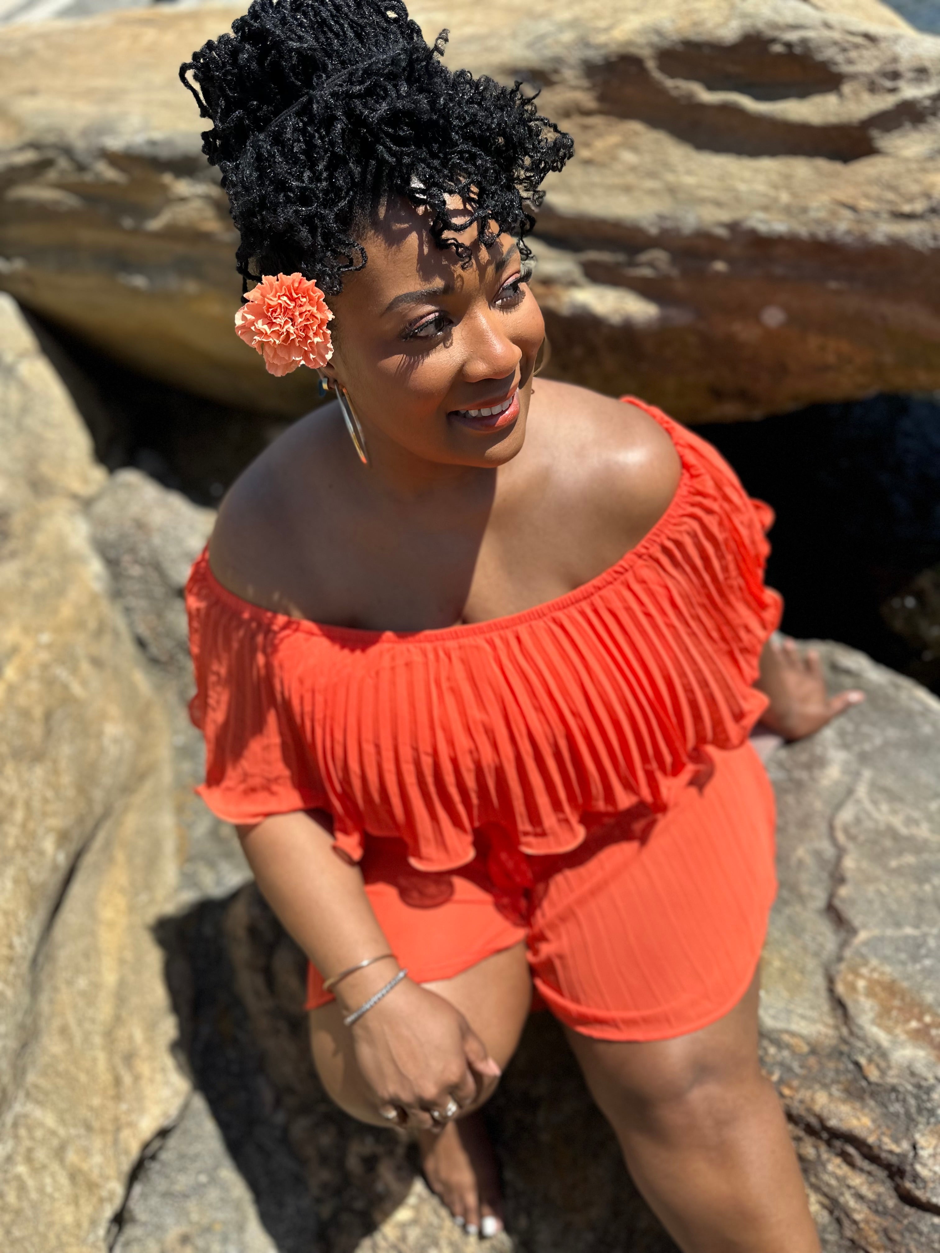 Orange Charlie Romper | Small - 3X