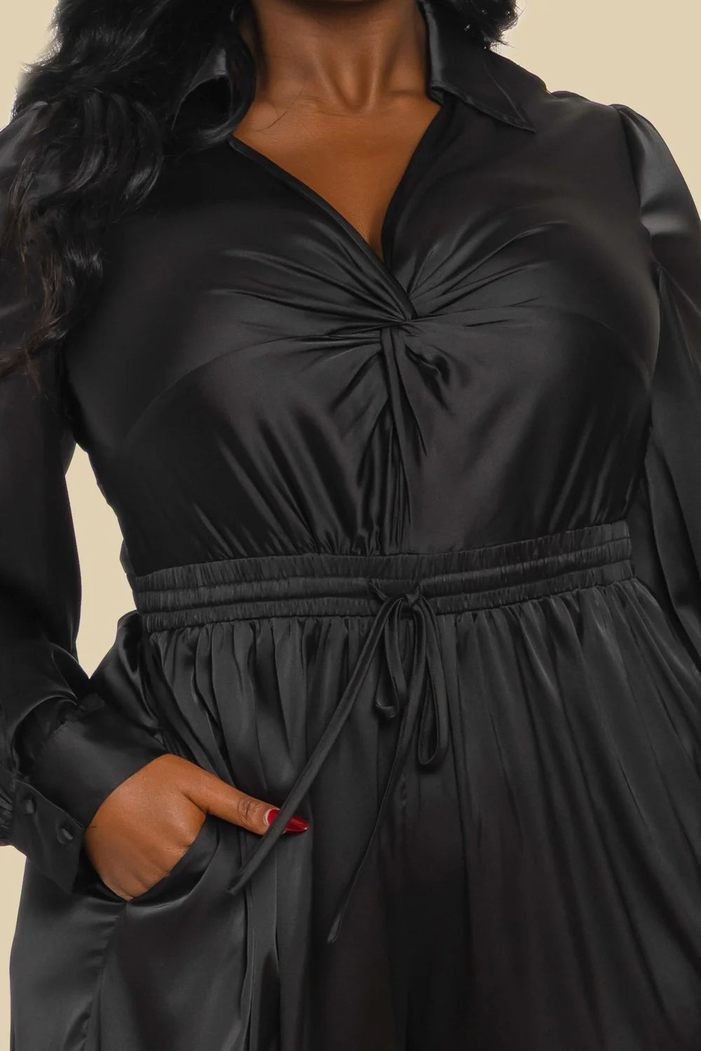 Black Wide-Leg Tiered Jumpsuit