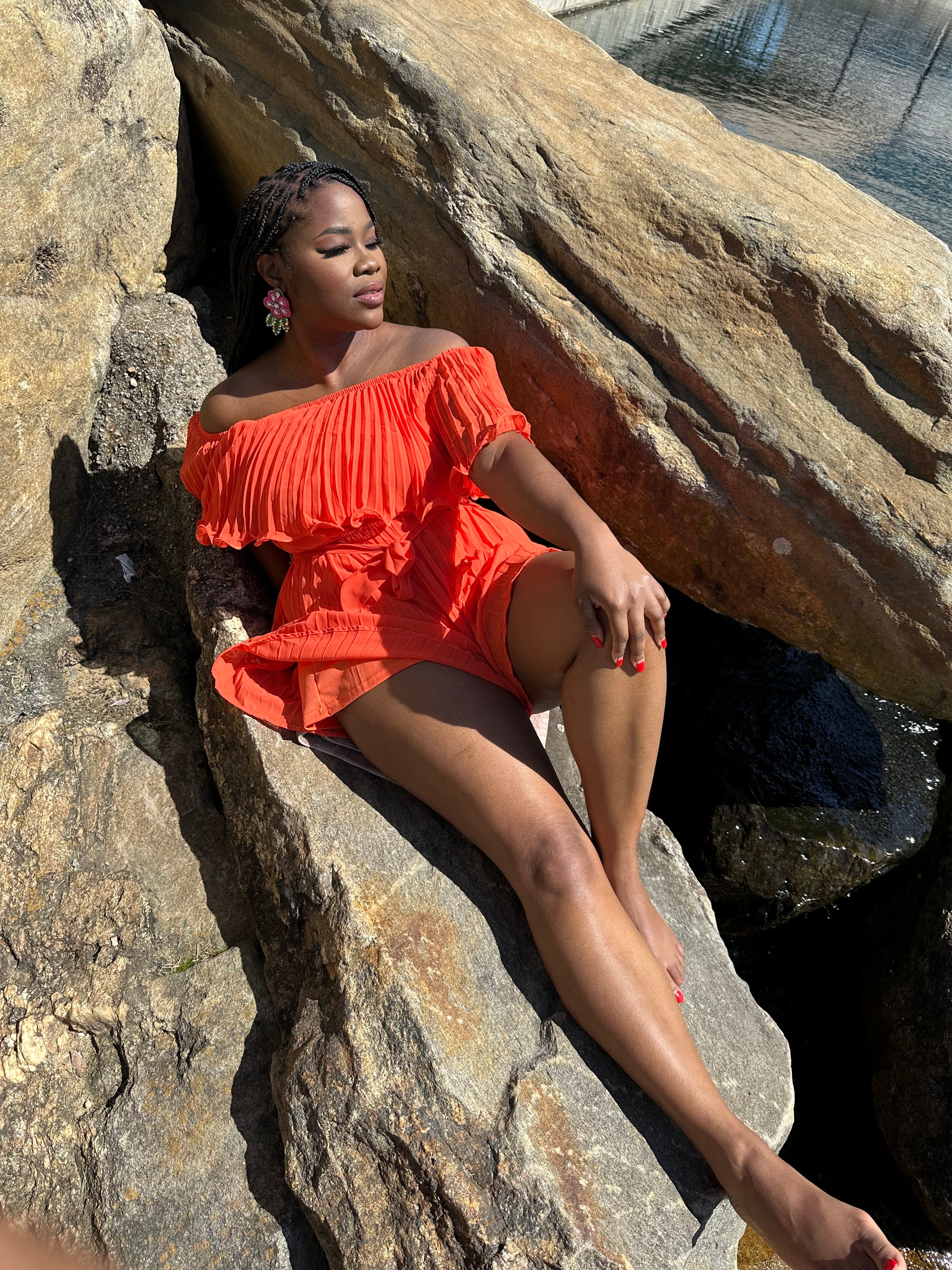 Orange Charlie Romper | Small - 3X