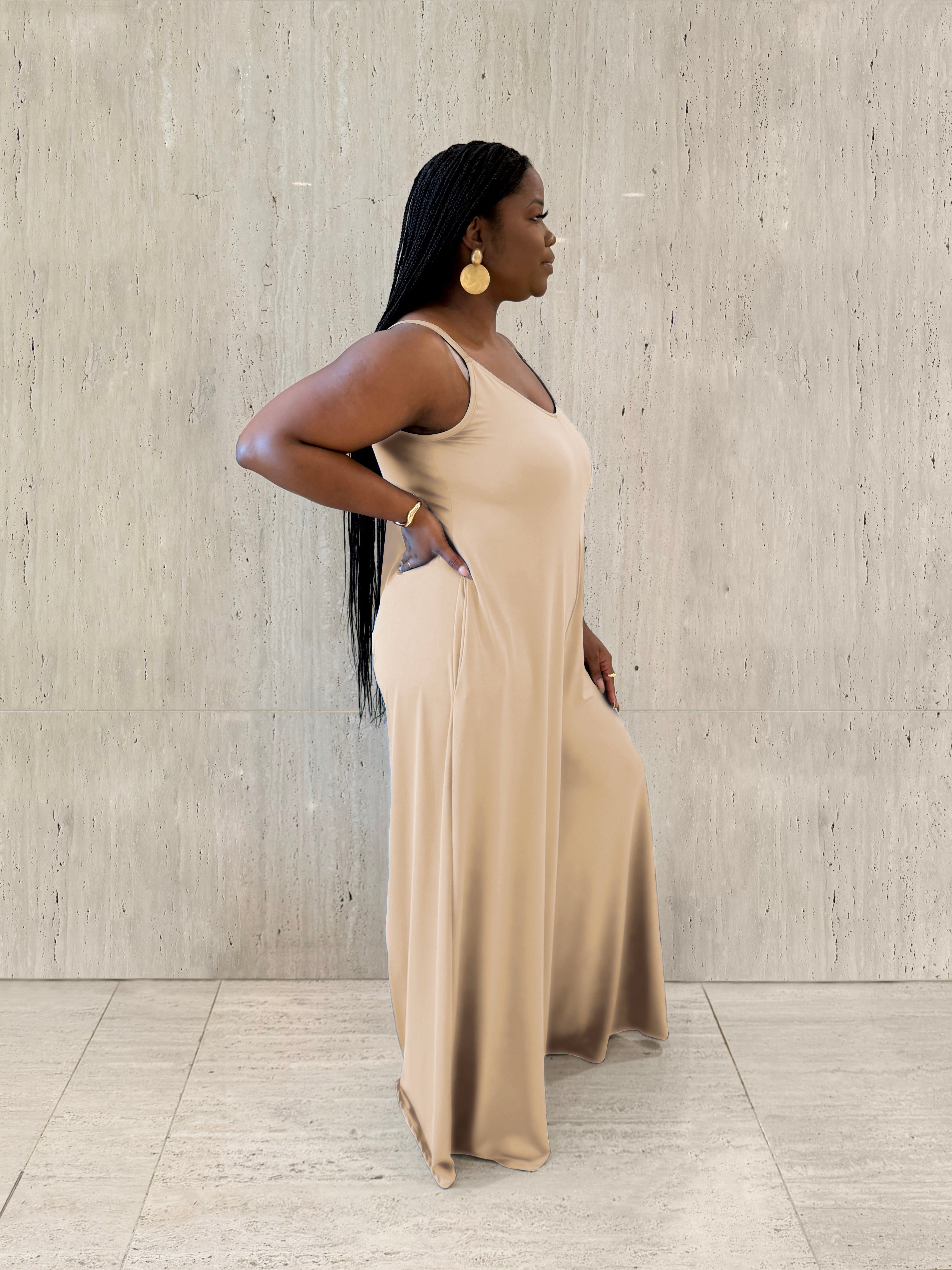 Light Mocha Wide Leg Jumpsuit