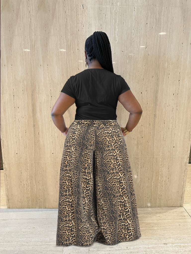 Leopard Wide-Leg Denim