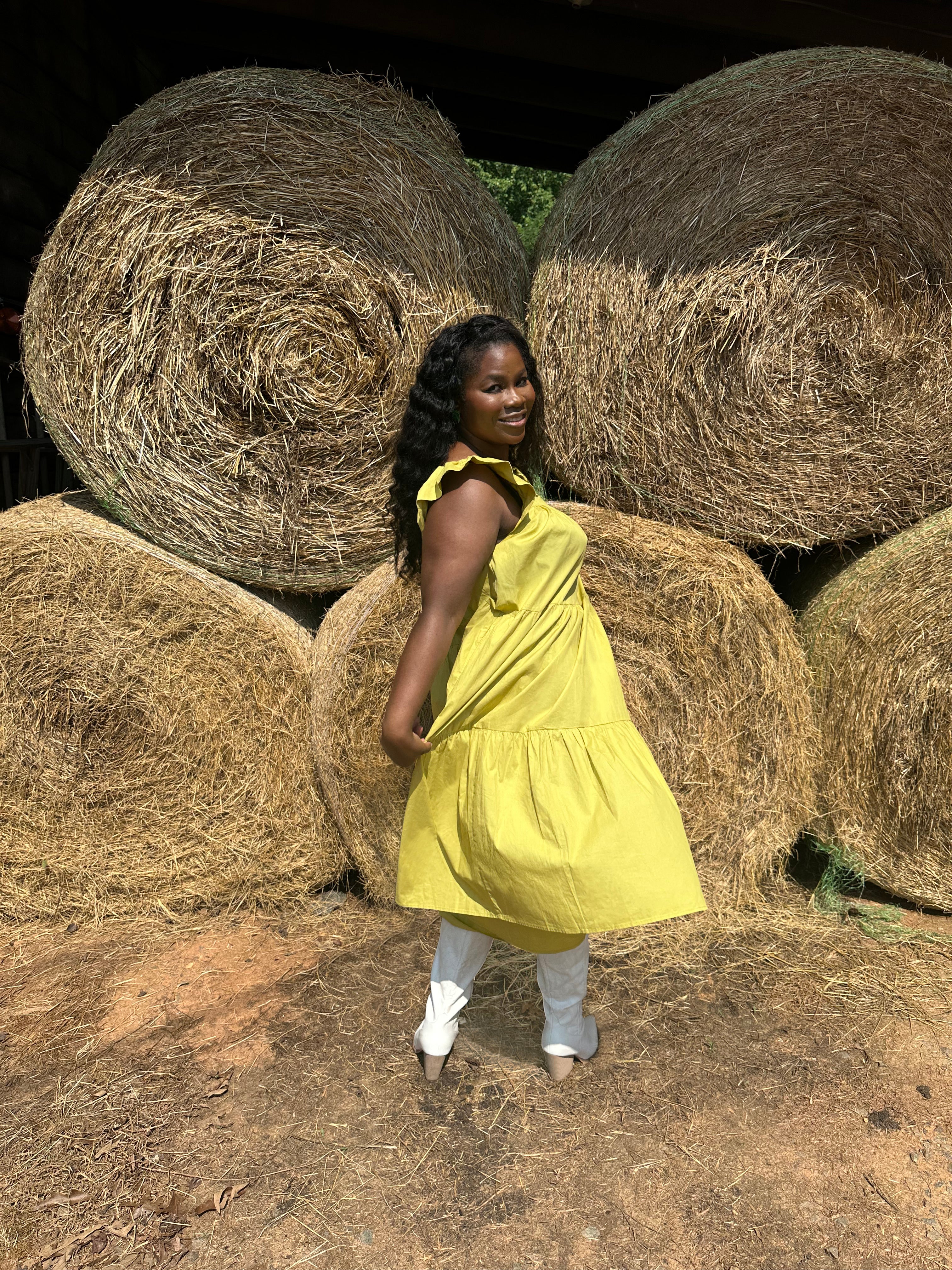 Chartreuse Poplin Dress | Small-3X