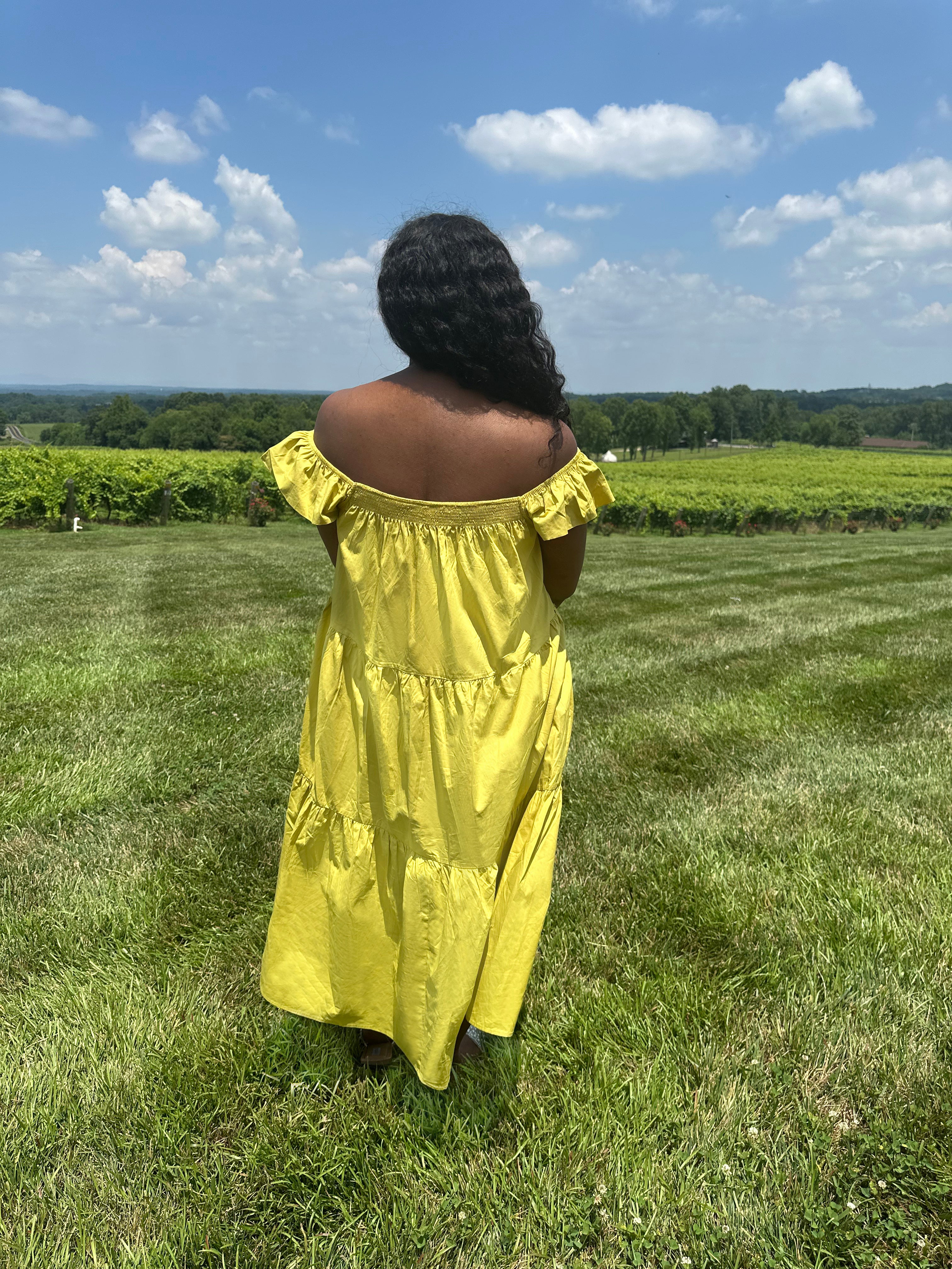 Chartreuse Poplin Dress | Small-3X