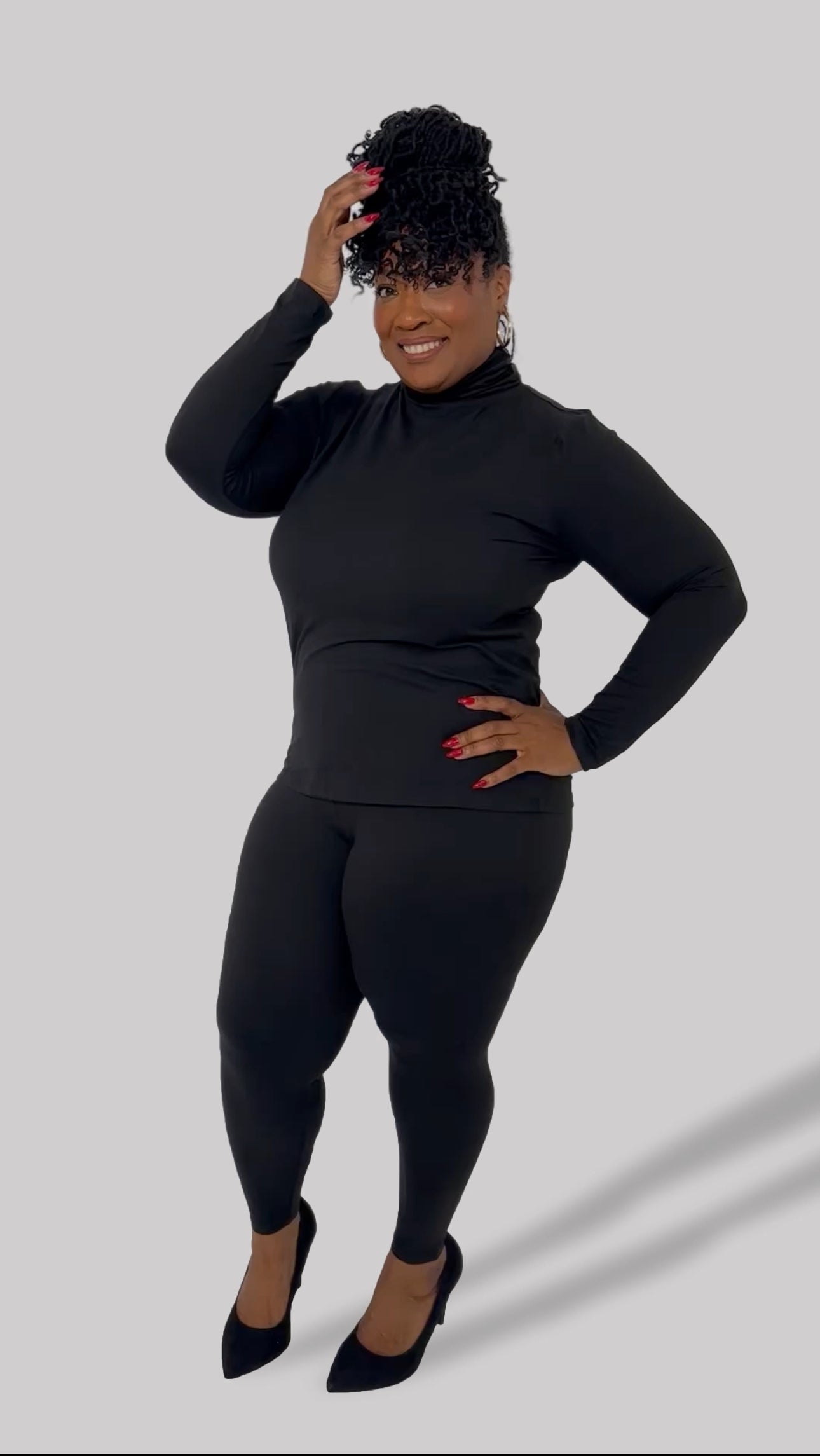 BLACK Long Sleeve Matching Set | Small-3X