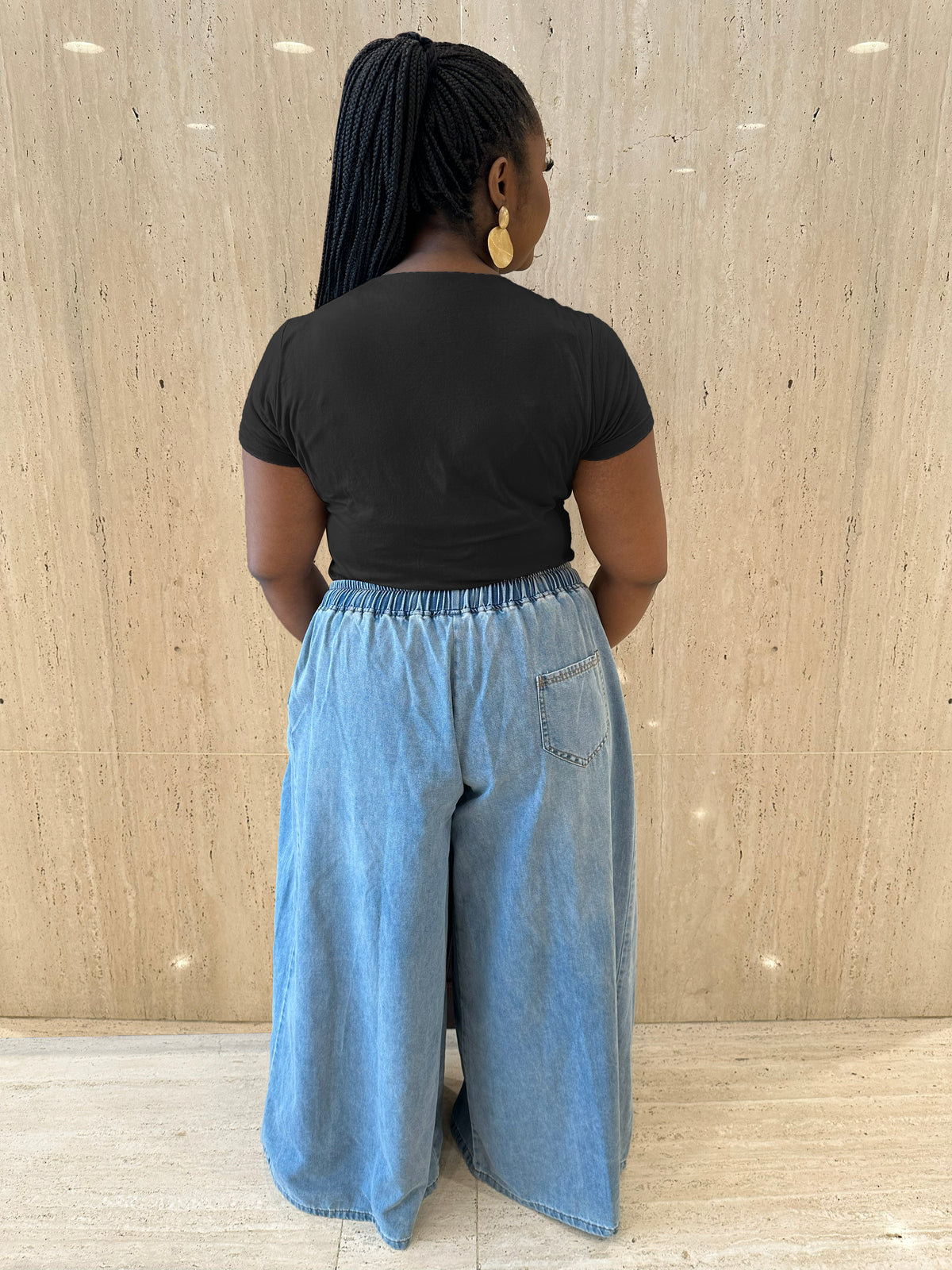 Light Wash Wide-Leg Denim