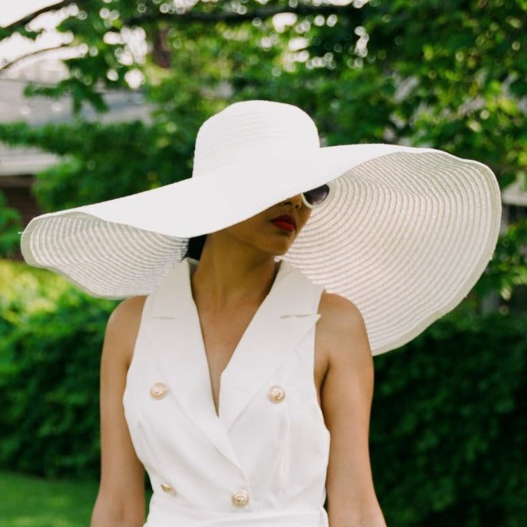 White Wide Brim Sun Hat π