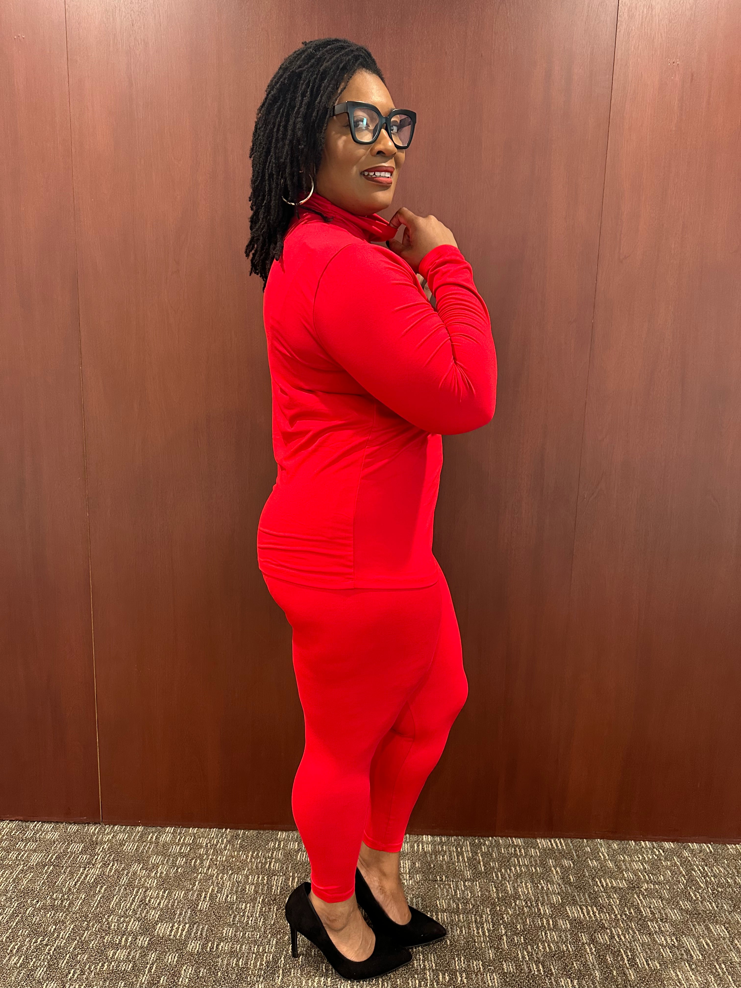 Ruby Red Long Sleeve Matching Set | Small-3X