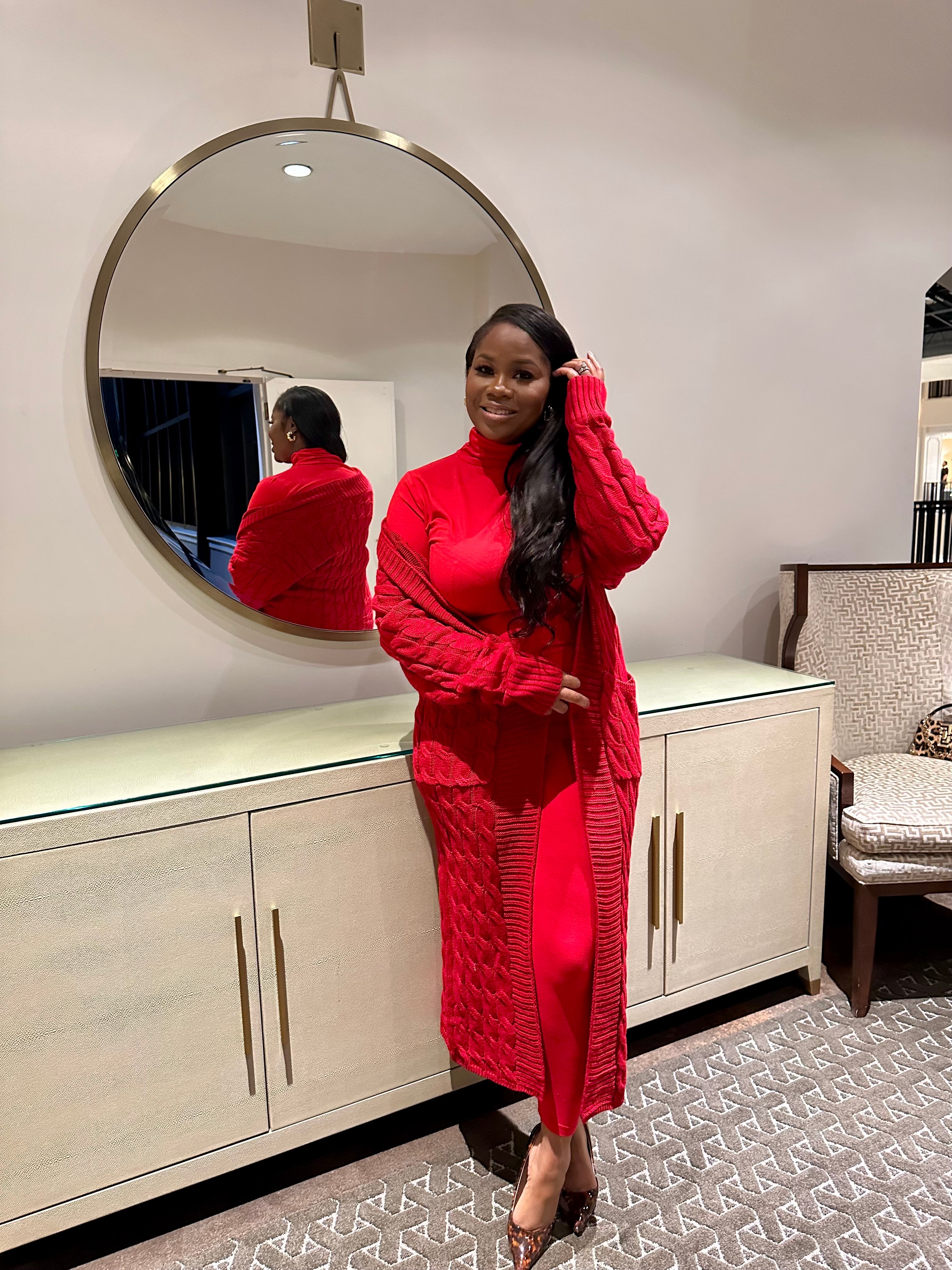 Ruby Red Long Sleeve Matching Set | Small-3X