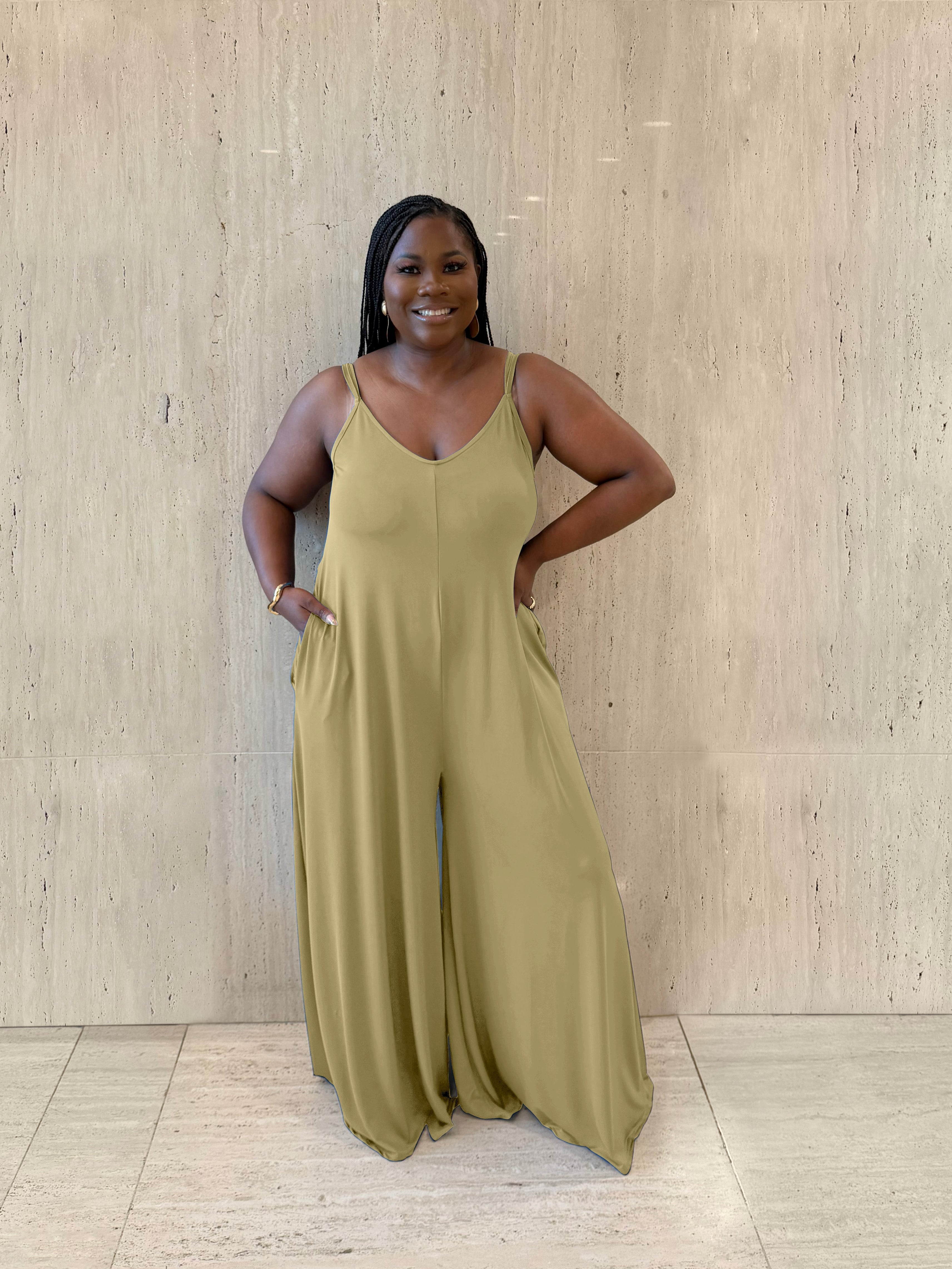 Olive Wide Leg Jumpsuit
