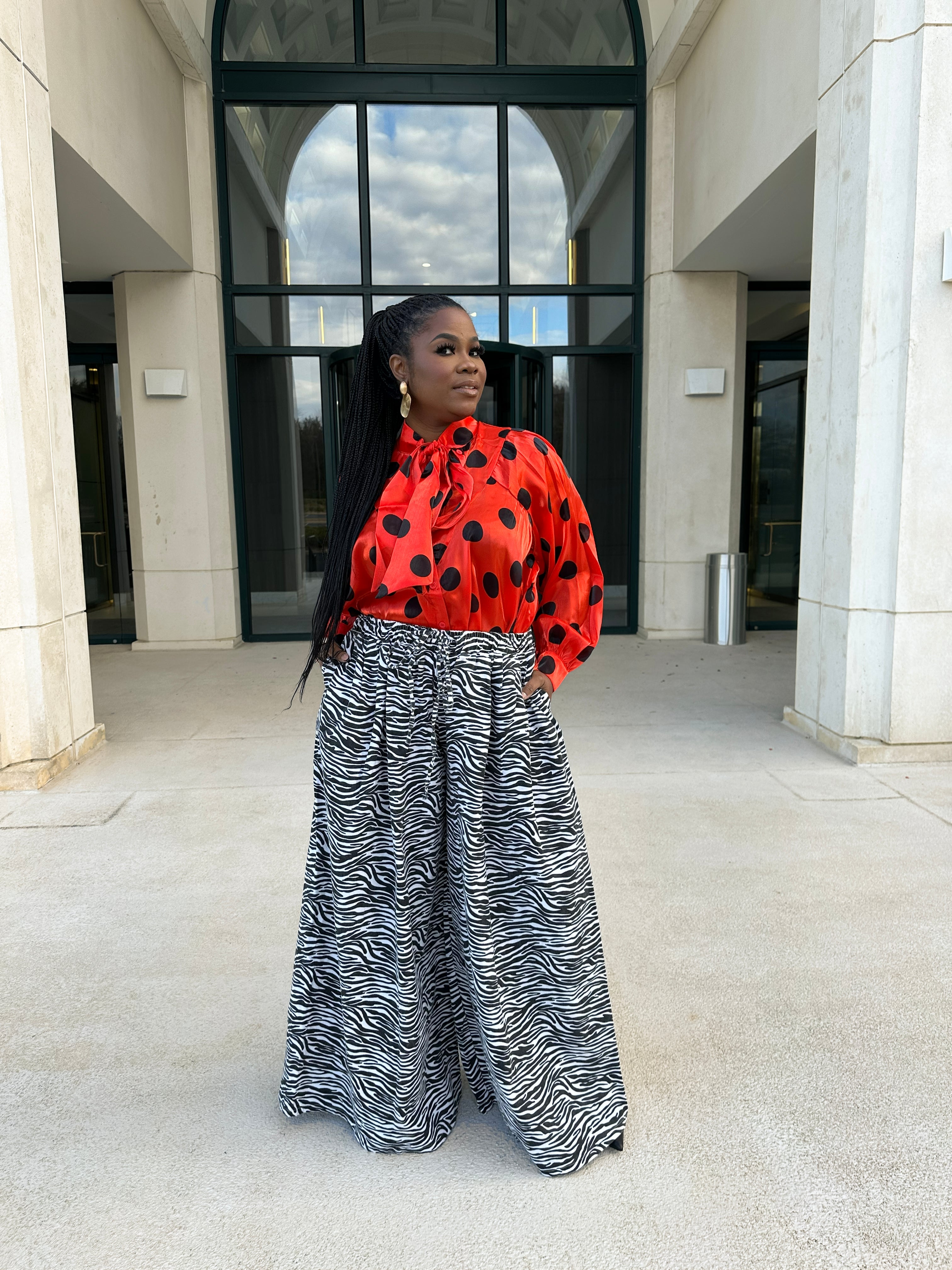 Red & Black Polka Dot Blouse