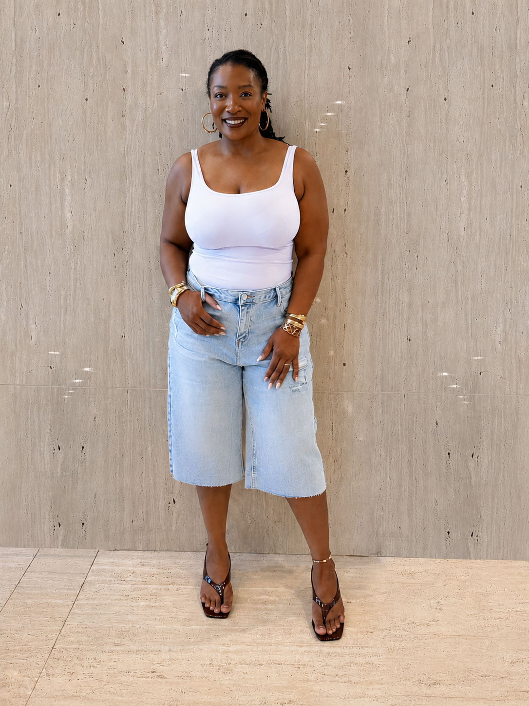Light Wash Denim Jorts
