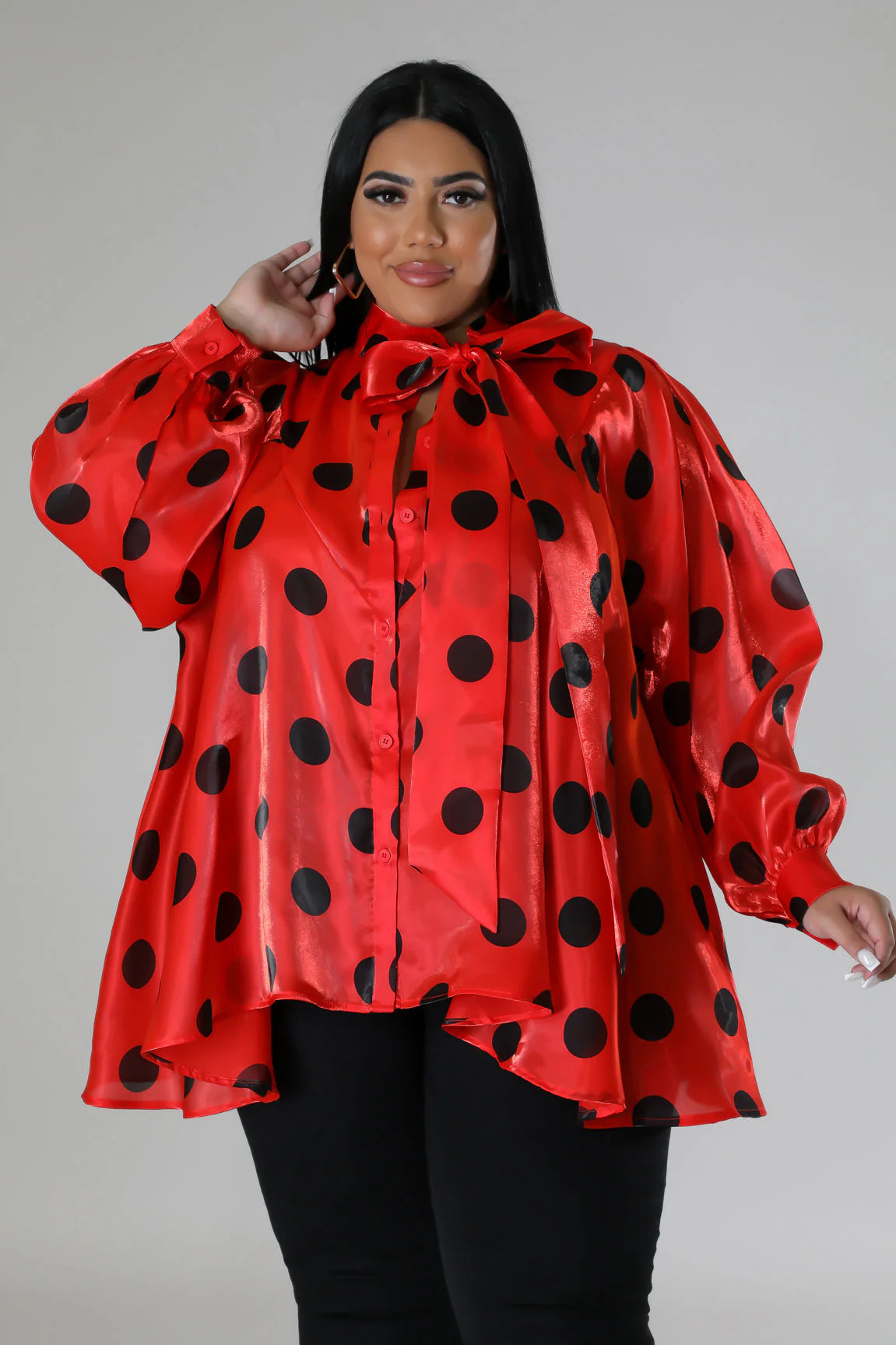 Red & Black Polka Dot Blouse