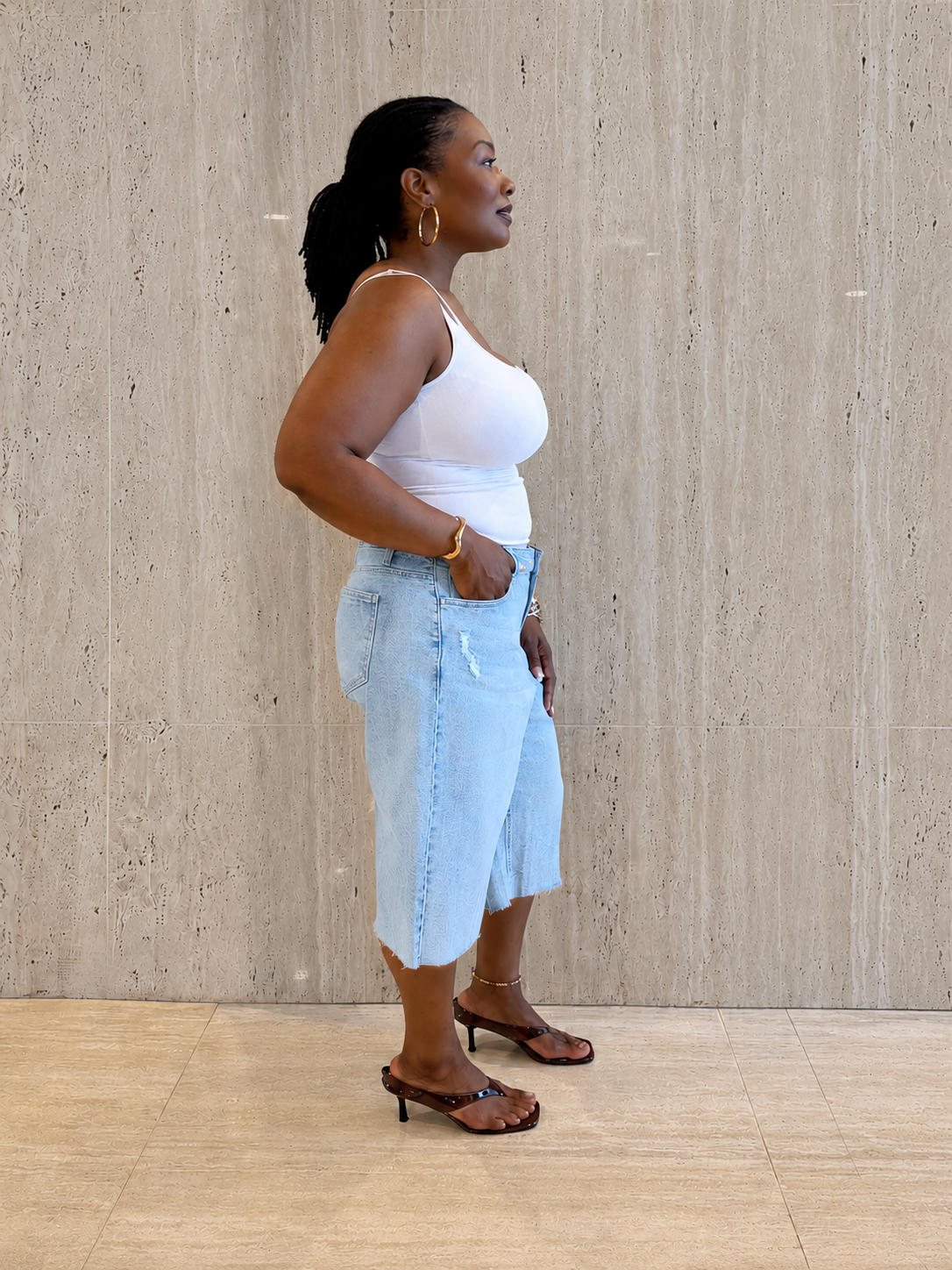 Light Wash Denim Jorts
