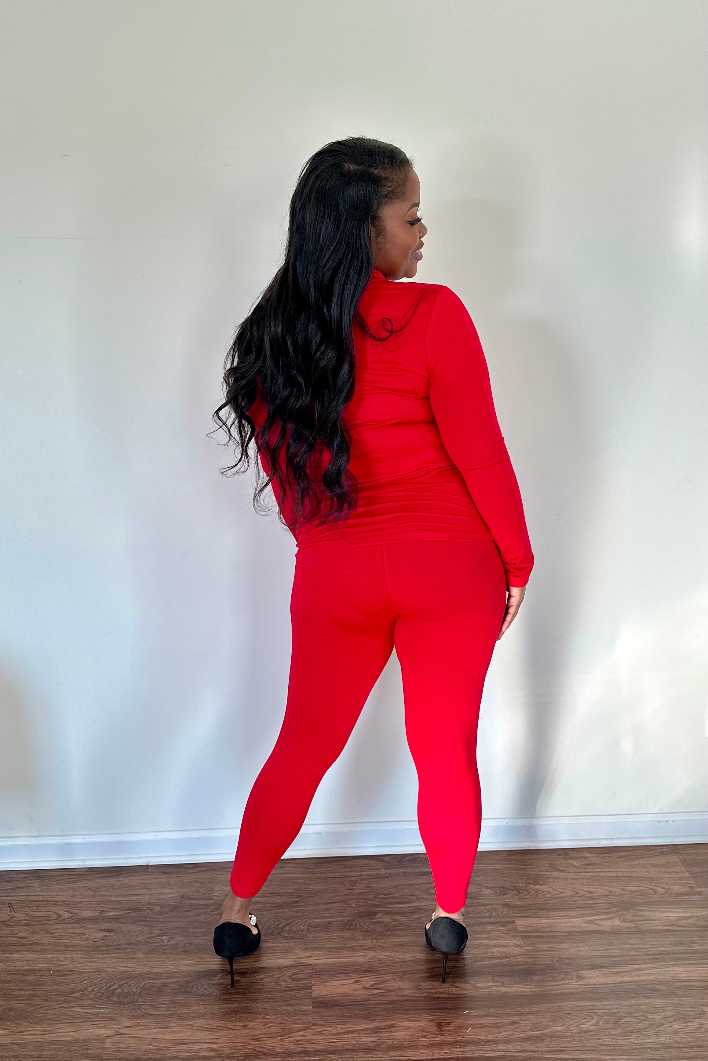 Ruby Red Long Sleeve Matching Set | Small-3X