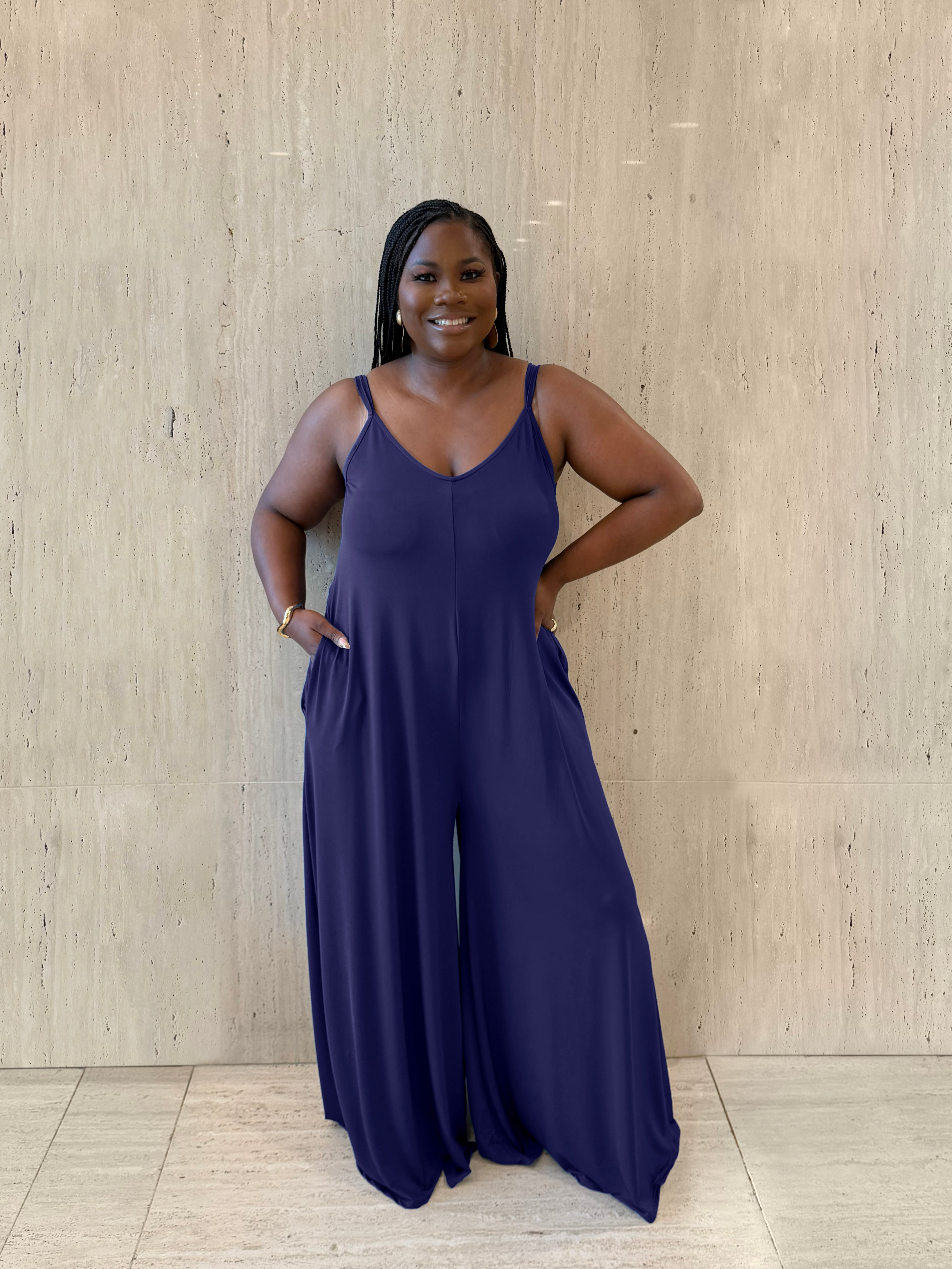 Navy Wide Leg Jumpsuit