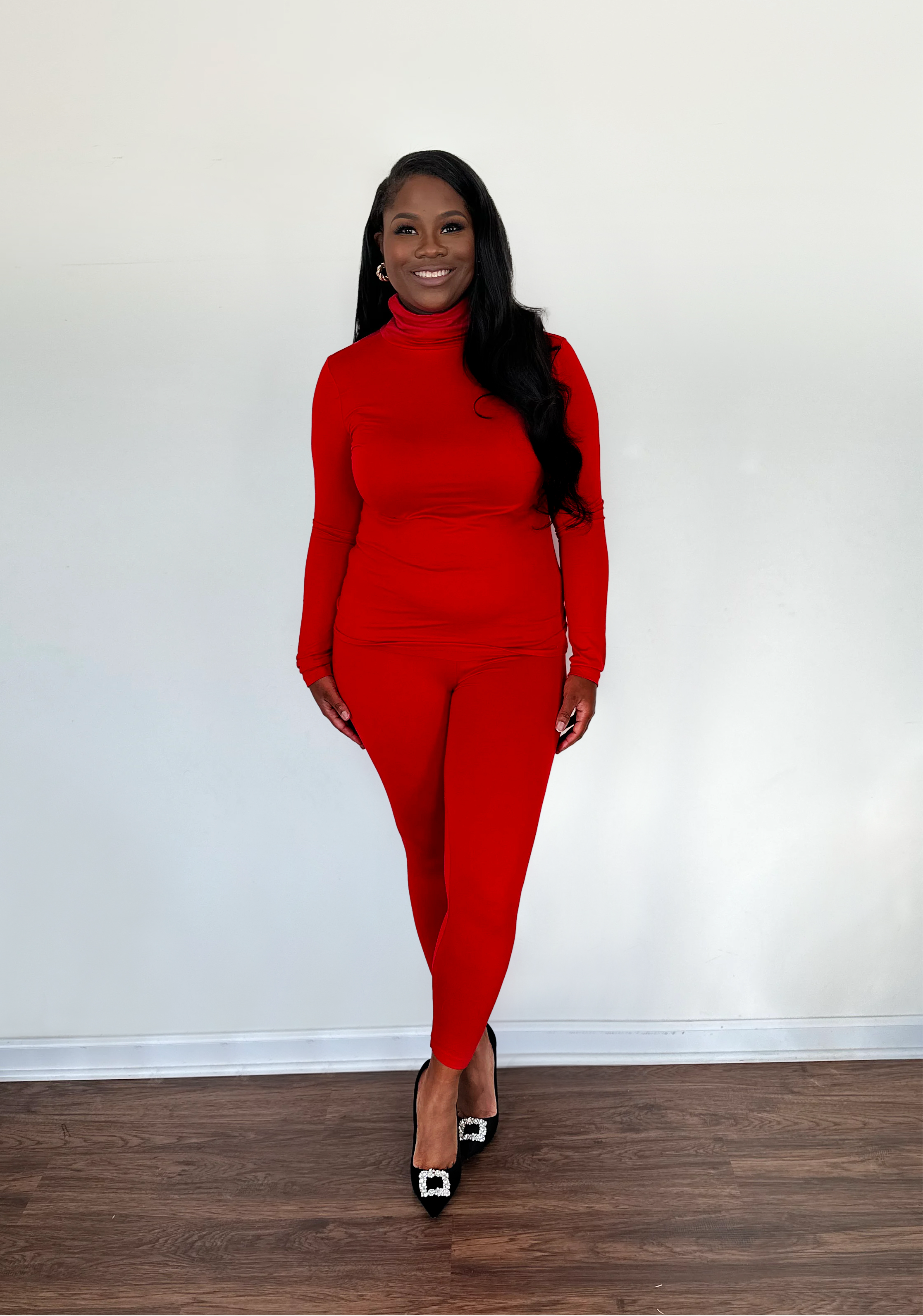 Ruby Red Long Sleeve Matching Set | Small-3X