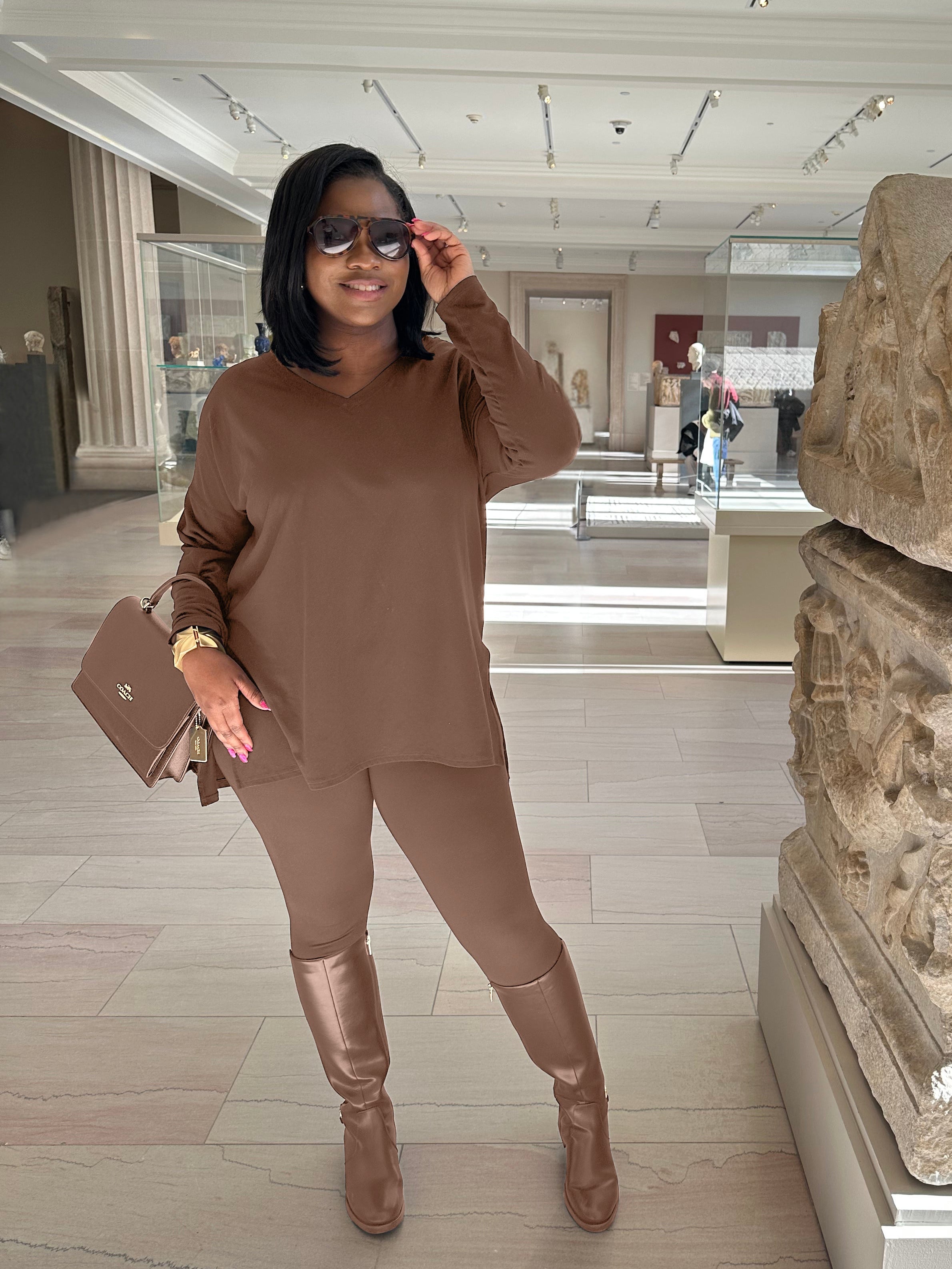 BROWN Relaxed Fit Matching Set | Small-3X