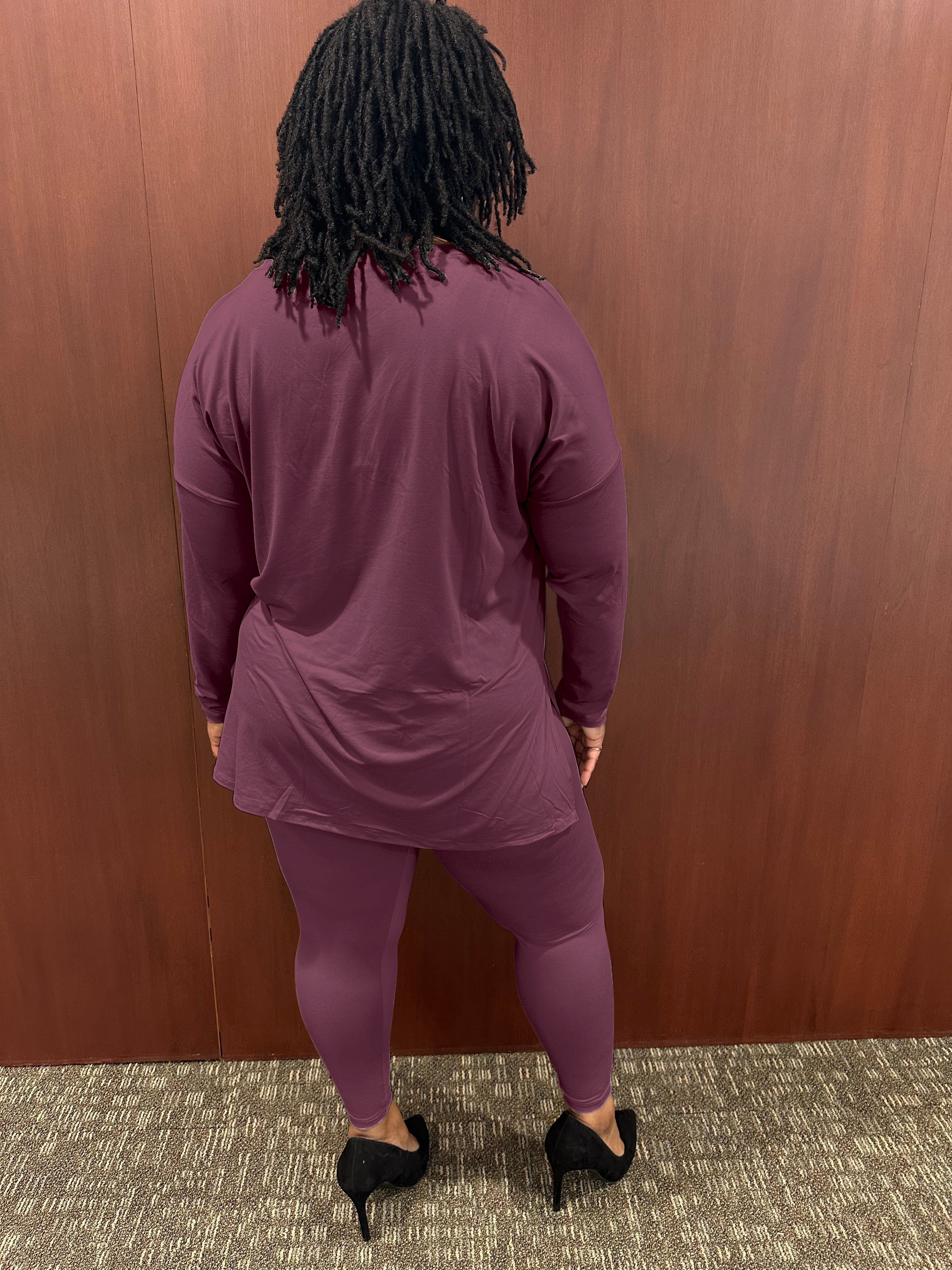 EGGPLANT Relaxed Fit Matching Set | Small-3X