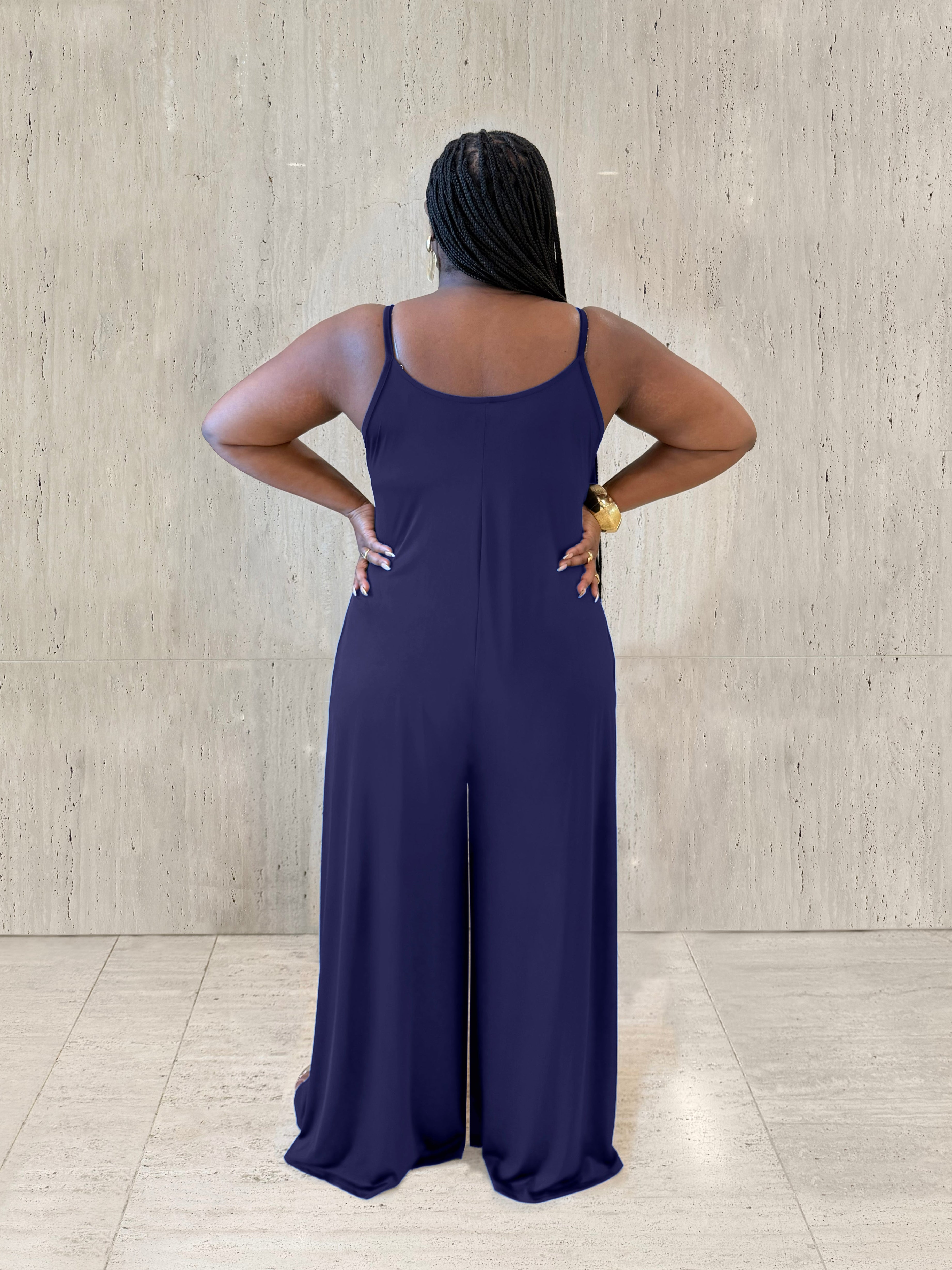 Navy Wide Leg Jumpsuit