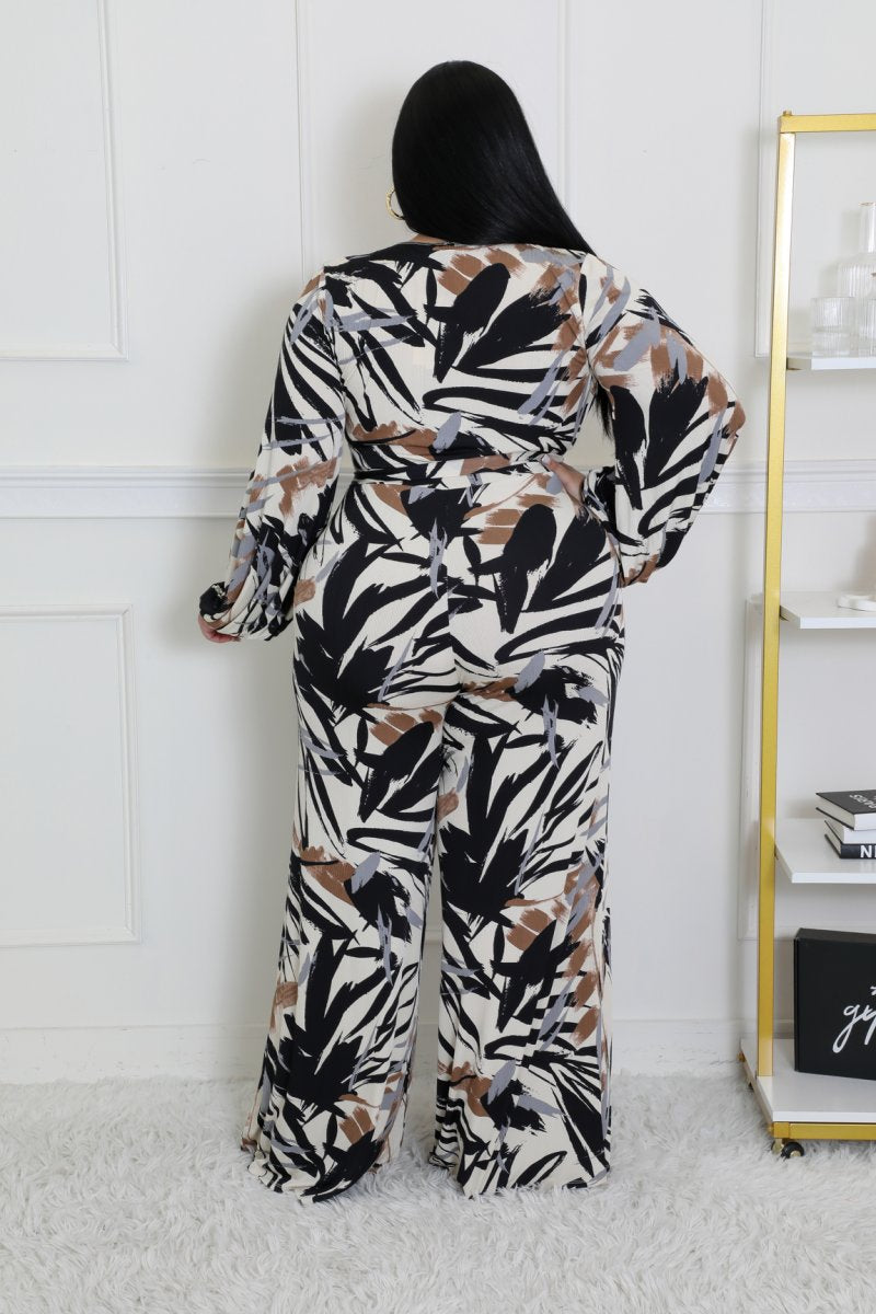 Leaf Print Jumpsuit | Small-3X