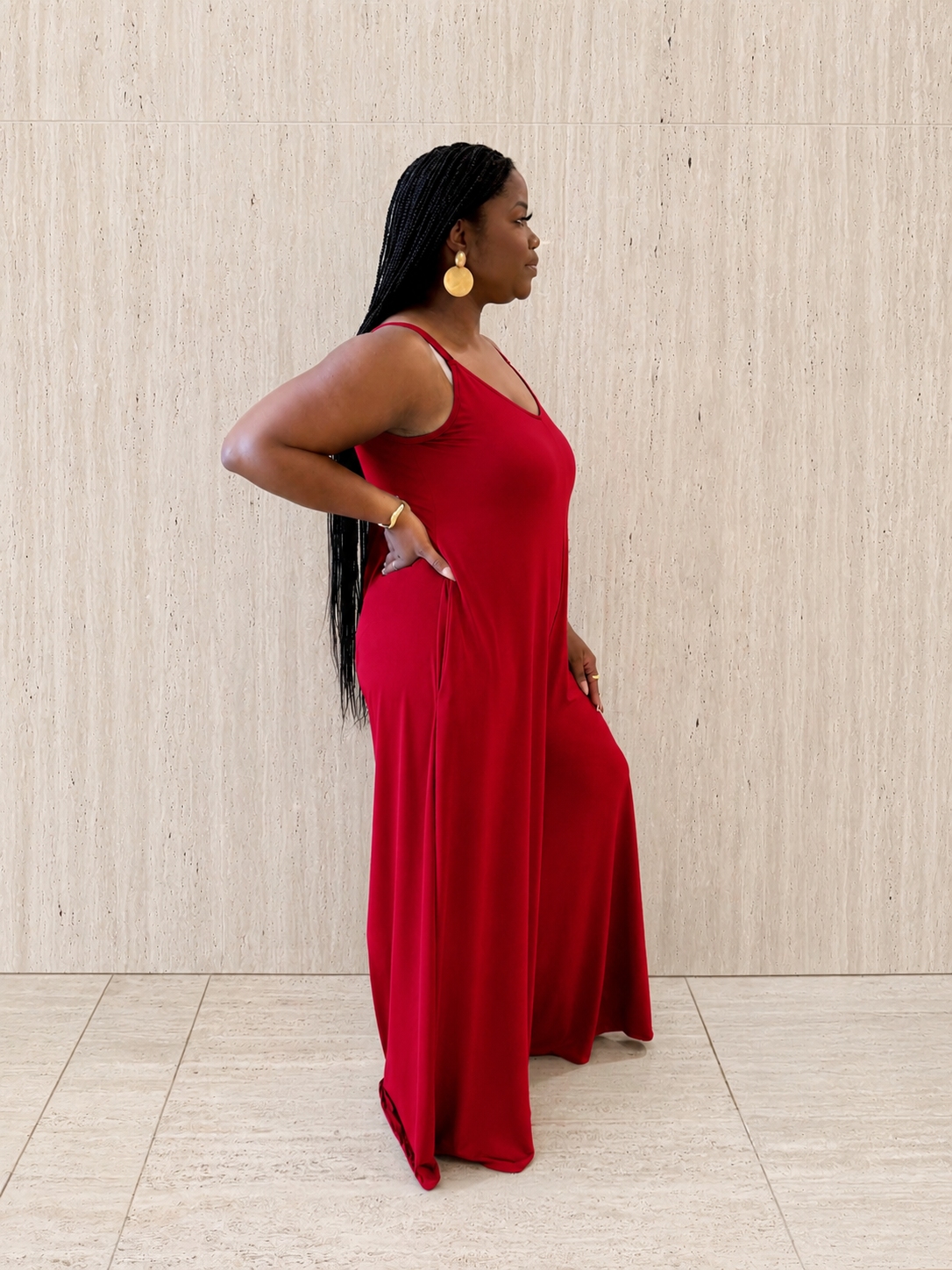 Ruby Red Wide Leg Jumpsuit