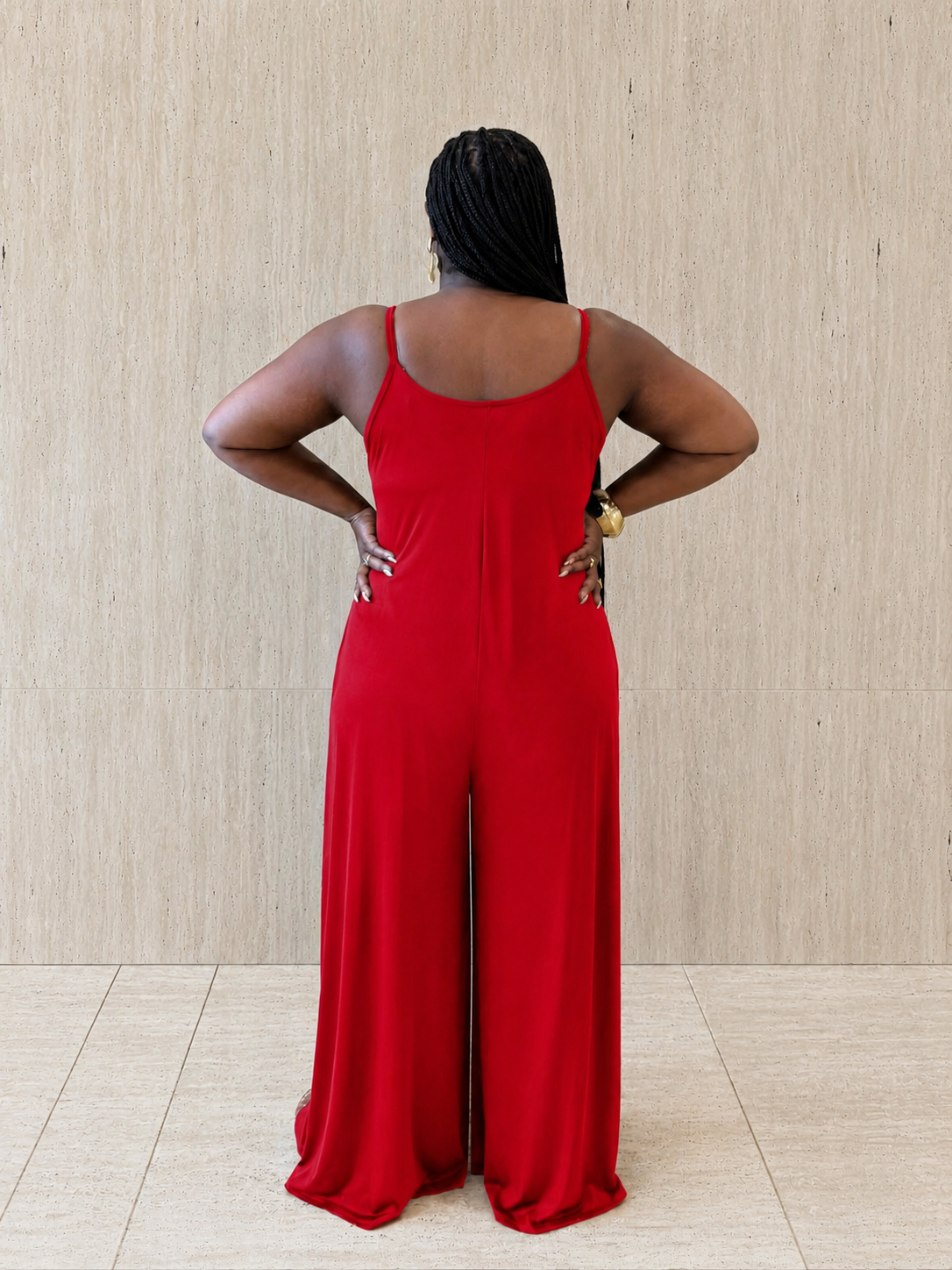 Ruby Red Wide Leg Jumpsuit