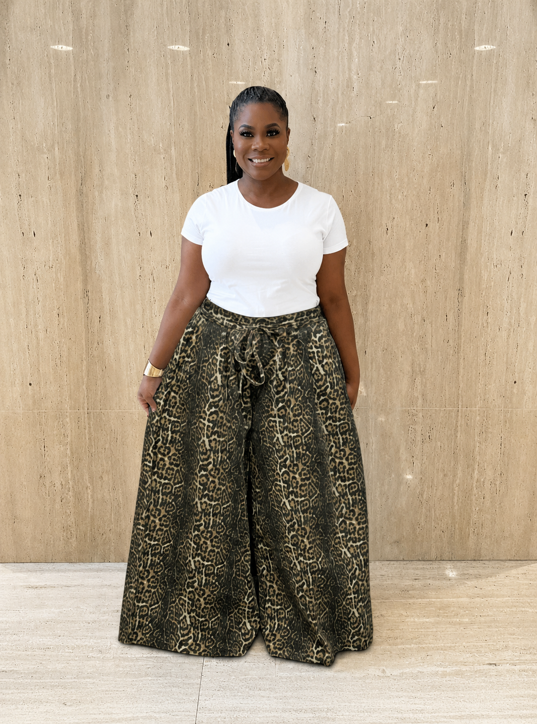 Leopard Wide-Leg Denim
