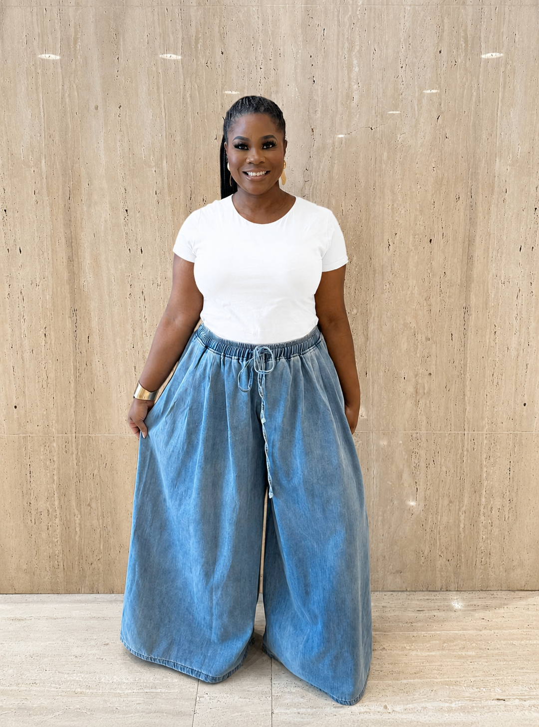 Light Wash Wide-Leg Denim