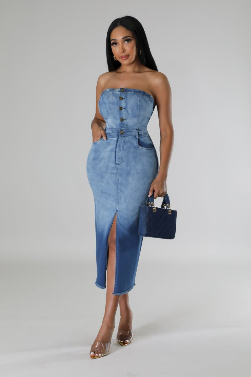 Hannah Denim Dress | Small - 3X