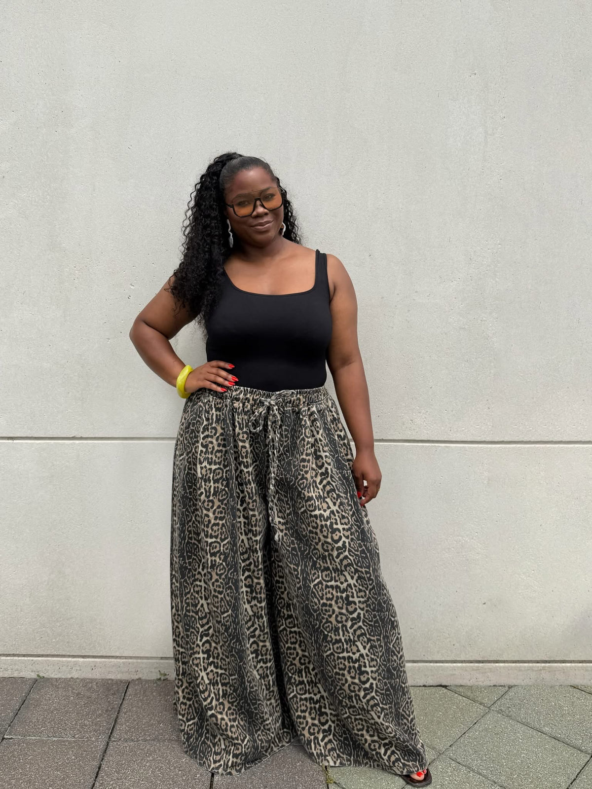 Leopard Wide-Leg Denim