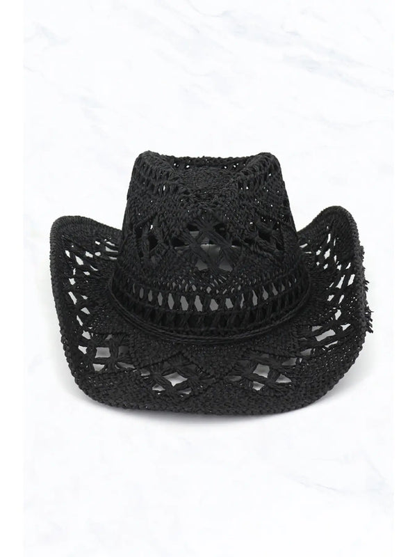 Black Western Style Cowboy Straw Hat