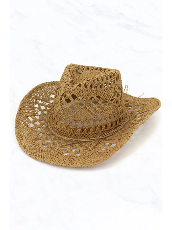 Khaki Western Style Cowboy Straw Hat