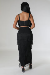 Black Fringe Skirt | Small-3X